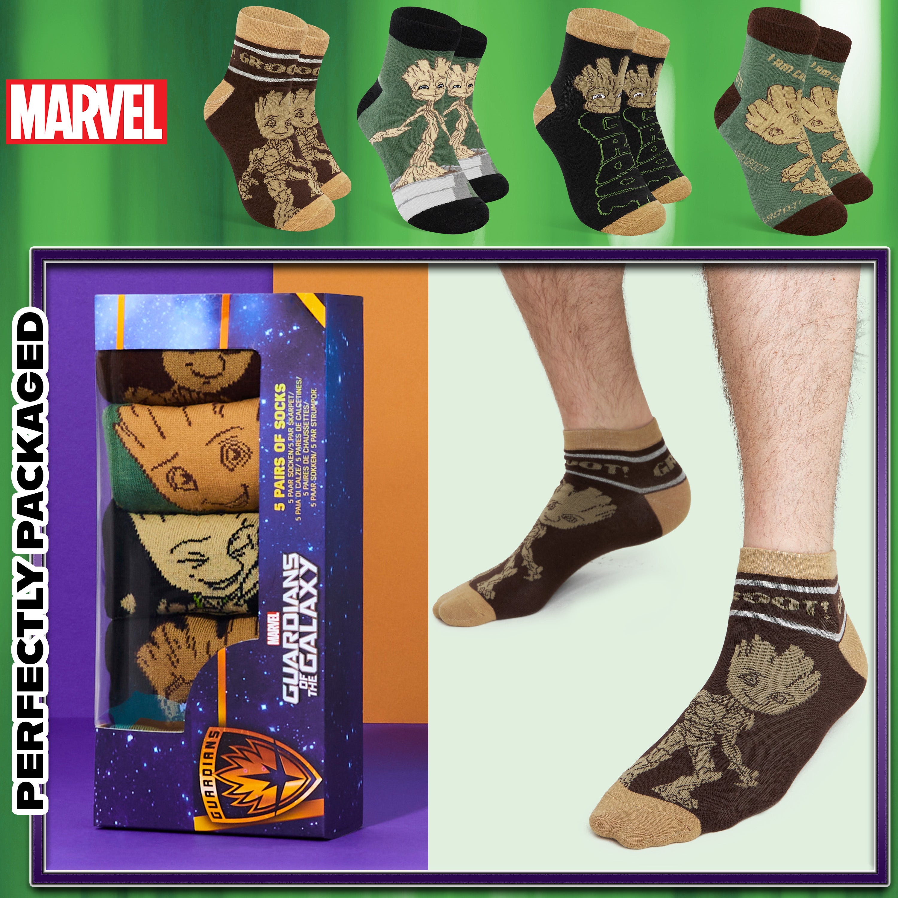get-trend-marvel-chaussettes-homme-cheville-lot-5-groot image 6
