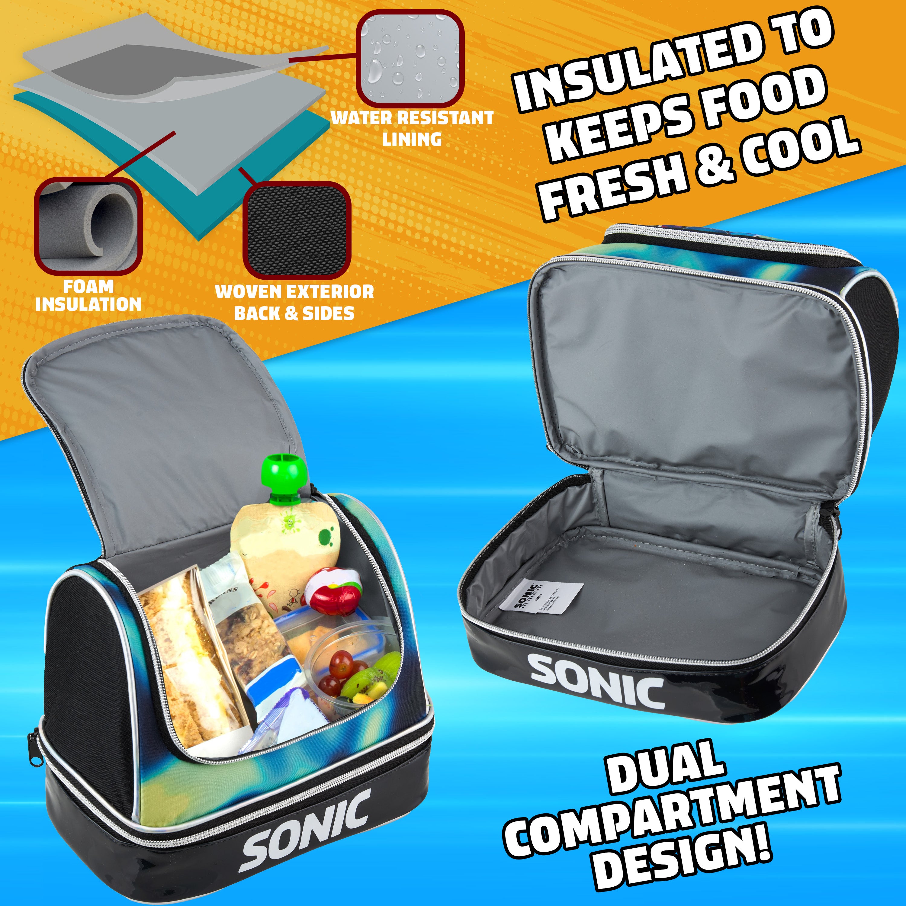 sonic-sac-repas-enfant-isotherme-noir-double-compartiment image 5