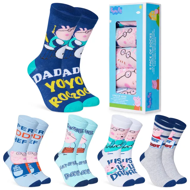 peppa-pig-chaussettes-homme-daddy-pig-lot-5-coton-taille-39-44 image 1