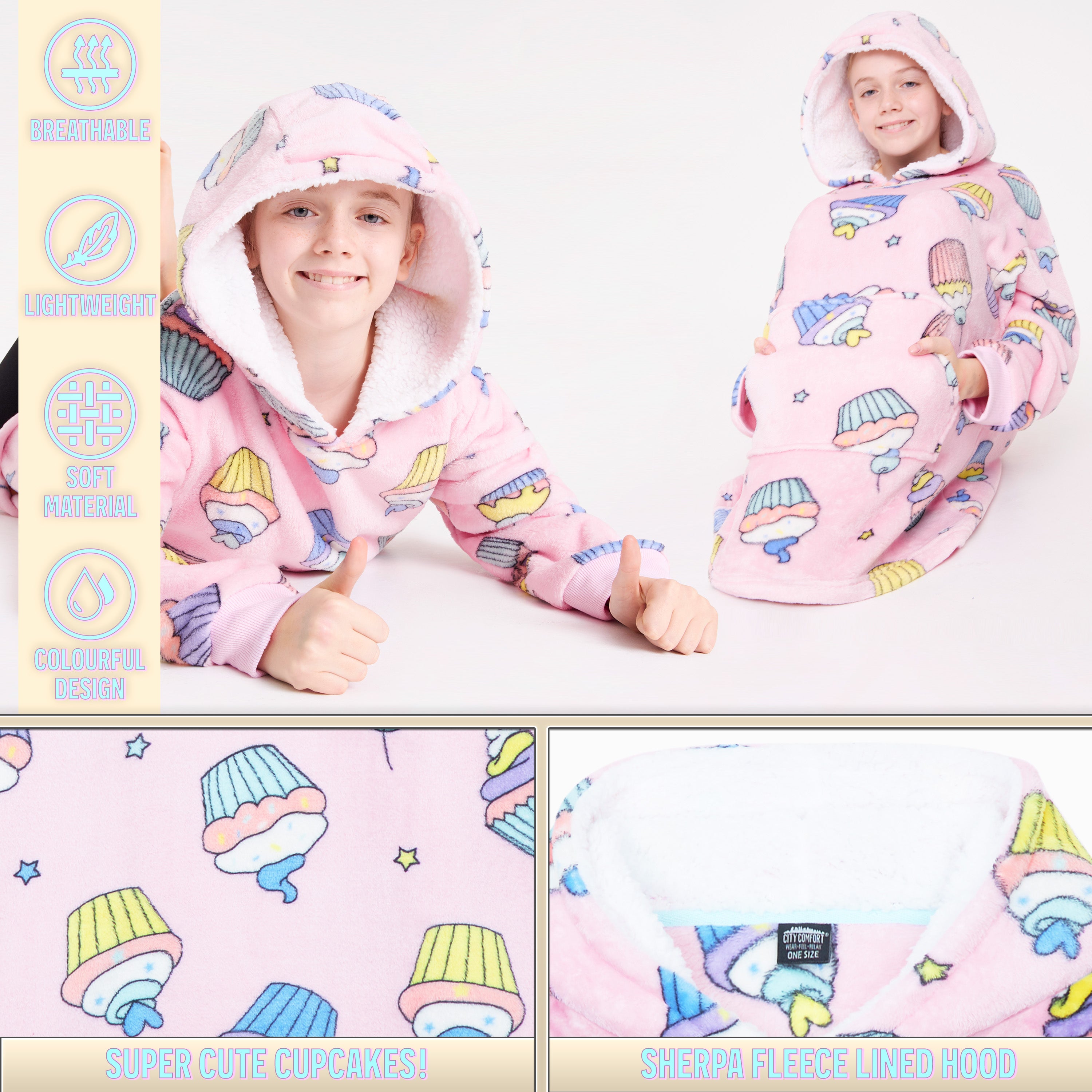 citycomfort-girls-sweat-plaid-cupcake-oversize-polaire-enfant image 4