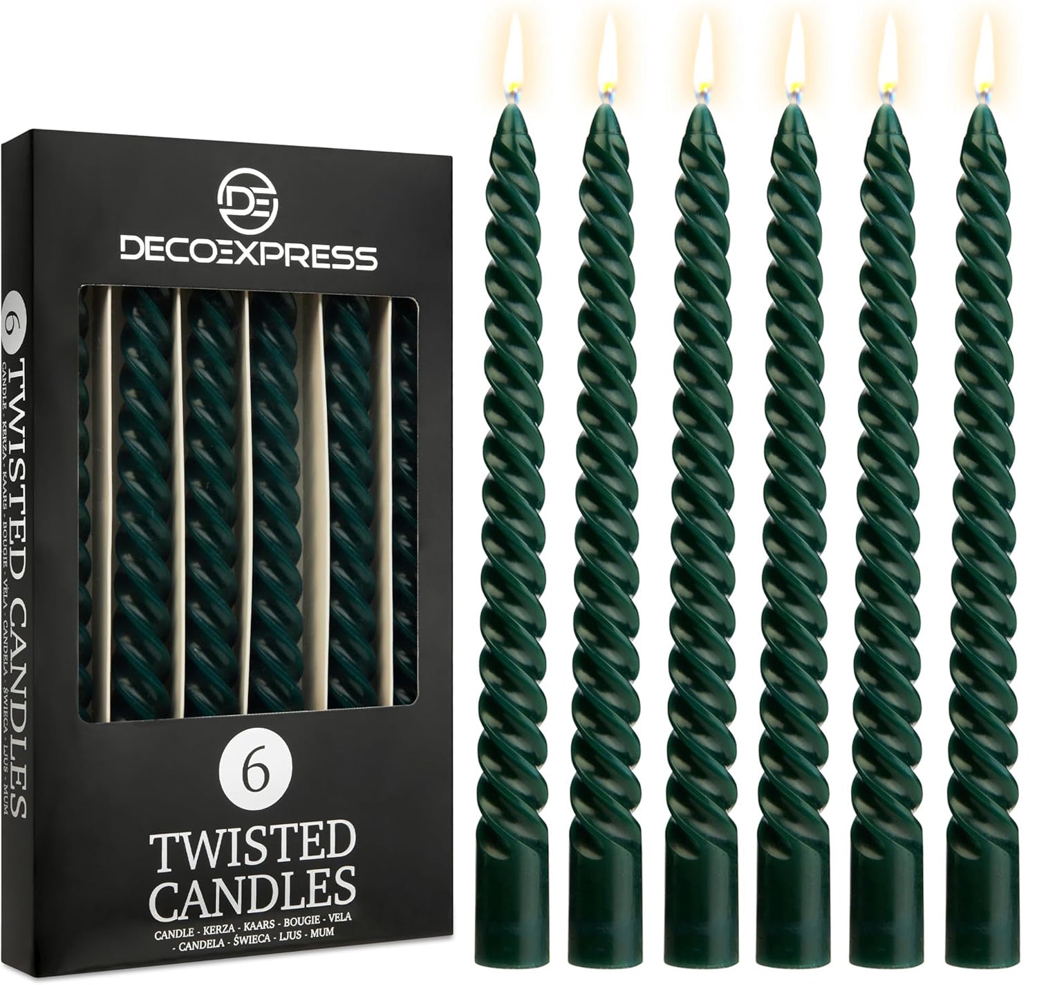 deco-express-bougies-torsad-es-vertes-lot-de-6 image 2
