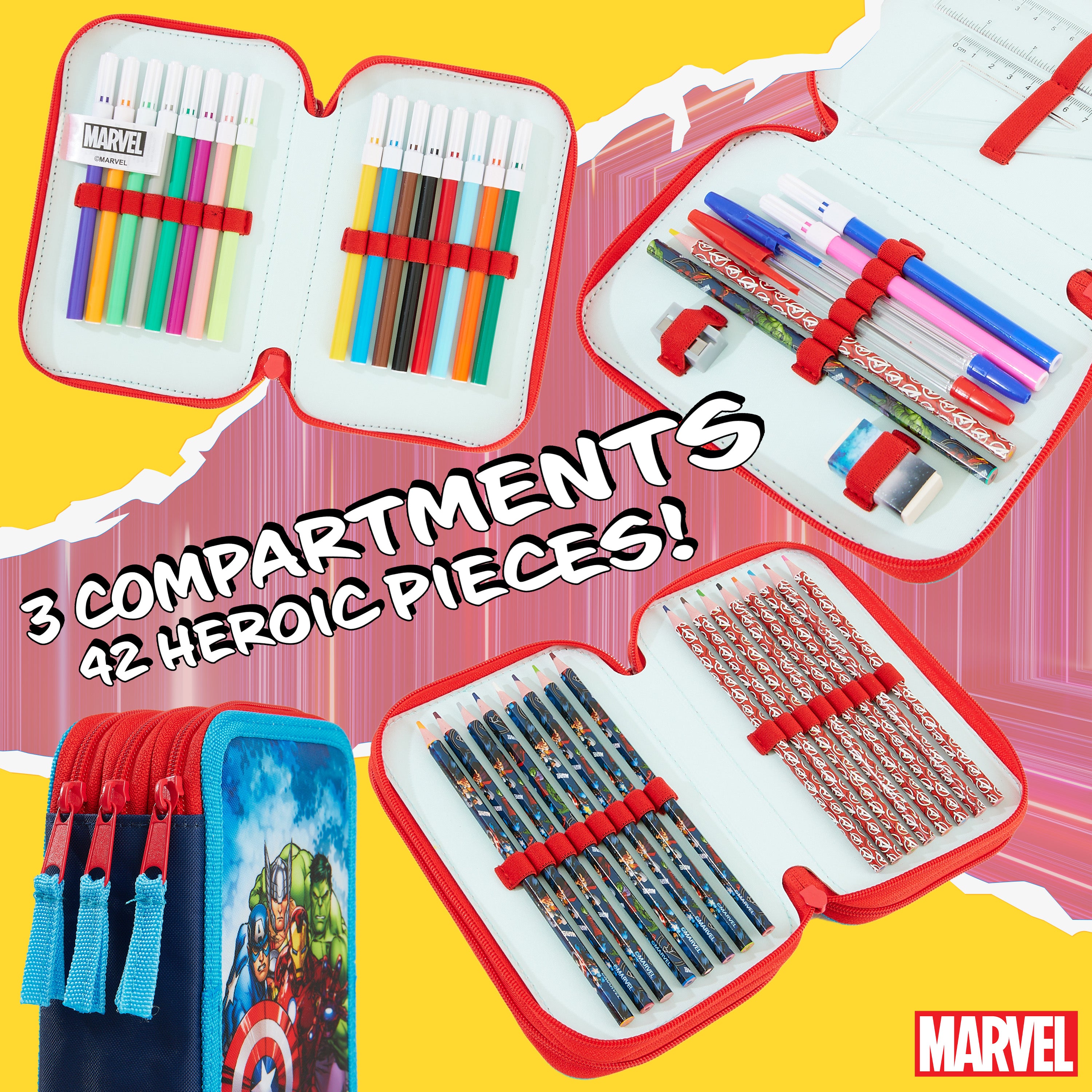 marvel-trousse-garnie-avengers-triple-zip-papeterie image 4