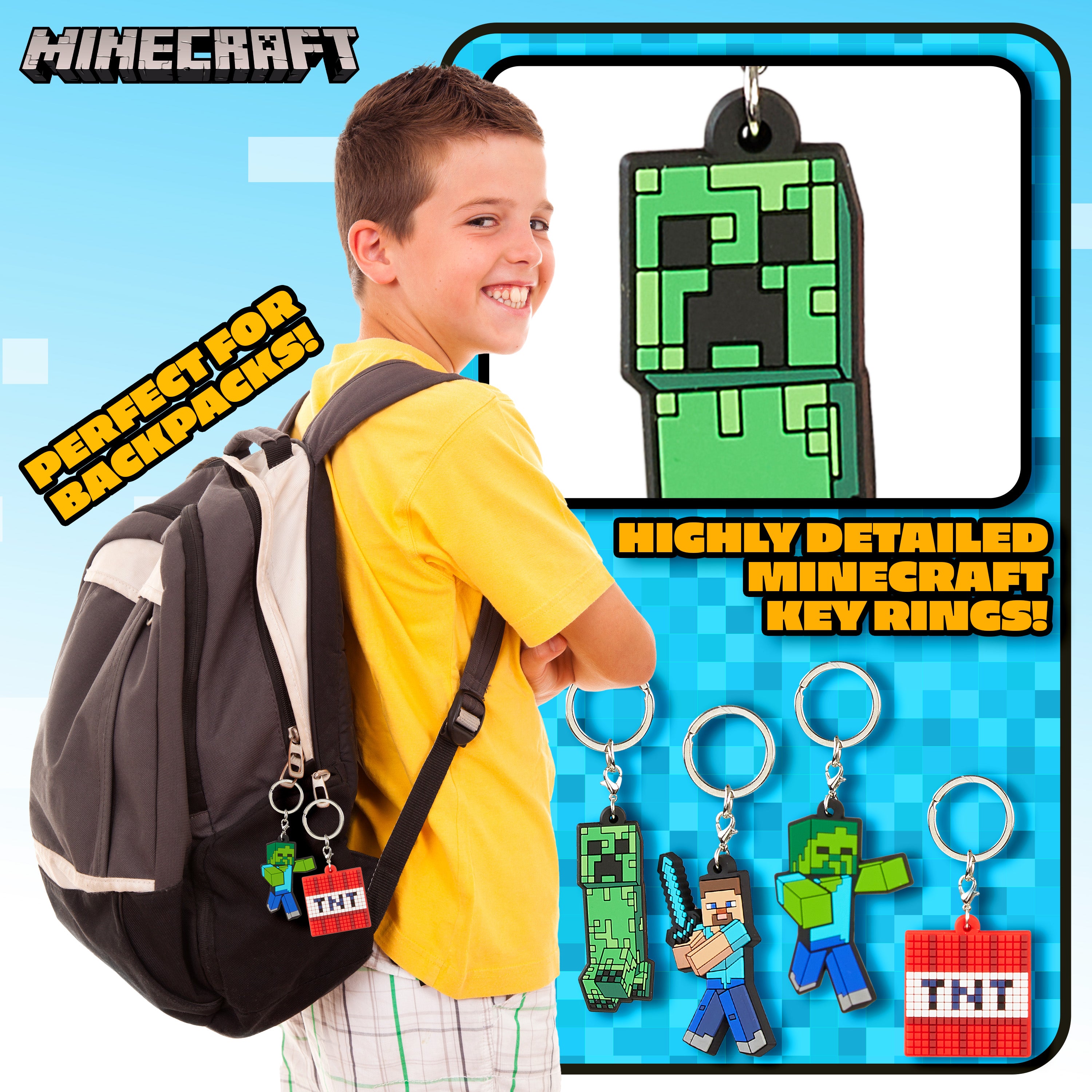 minecraft-set-bracelets-porte-cl-s-enfant-silicone-4-pi-ces image 5