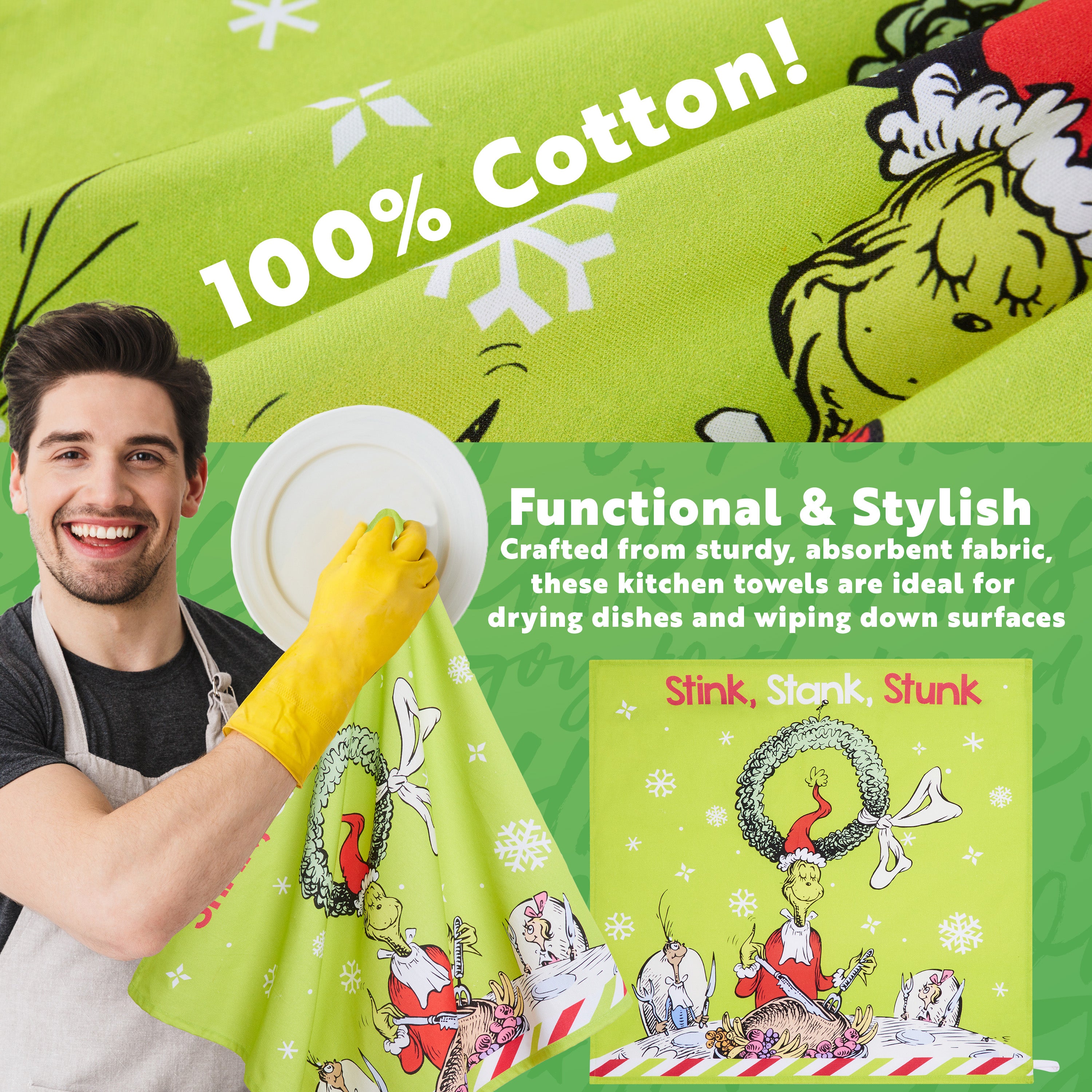 the-grinch-torchons-cuisine-coton-lot-de-2-no-l image 4