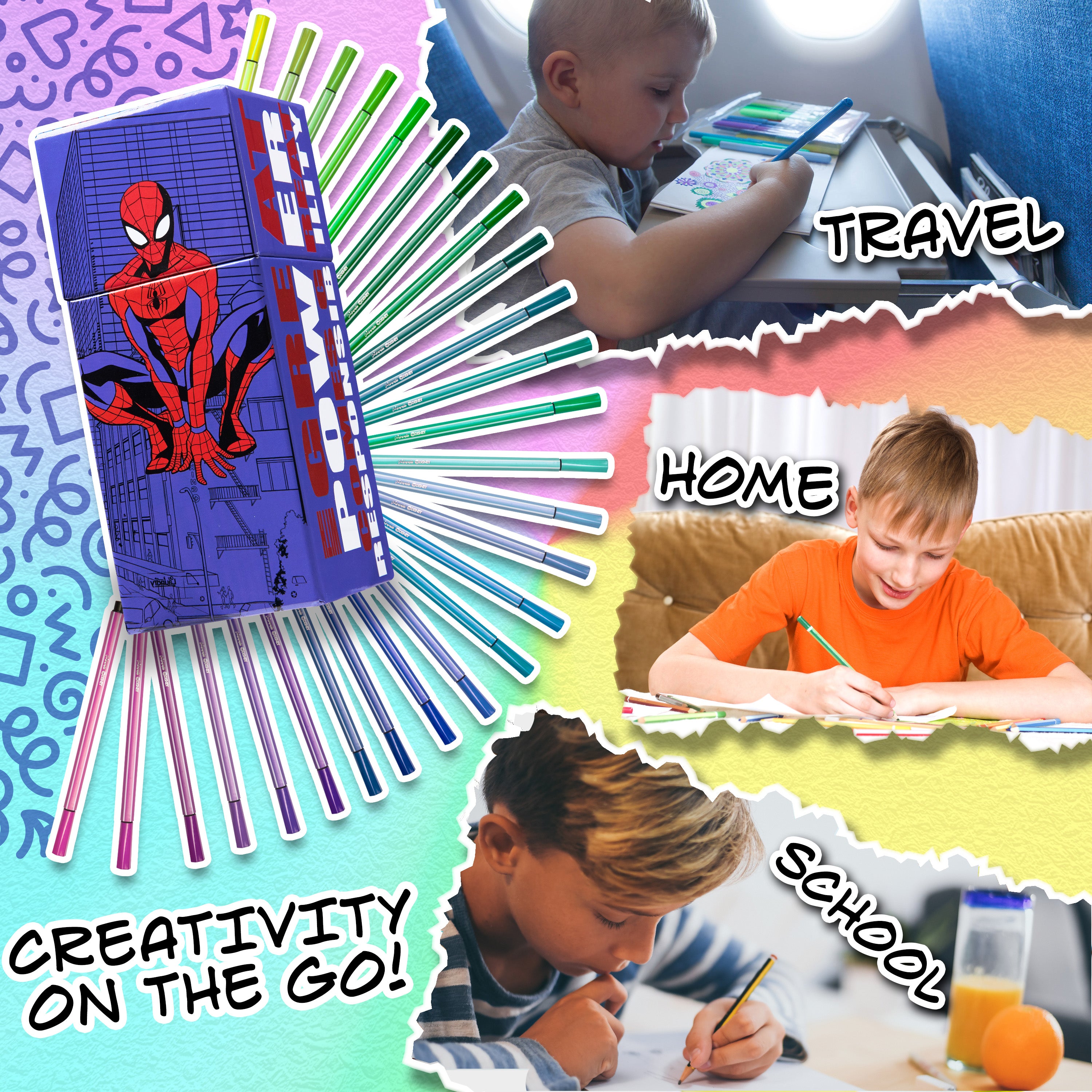 marvel-spiderman-feutres-enfant-60-pcs-pointe-fine image 4