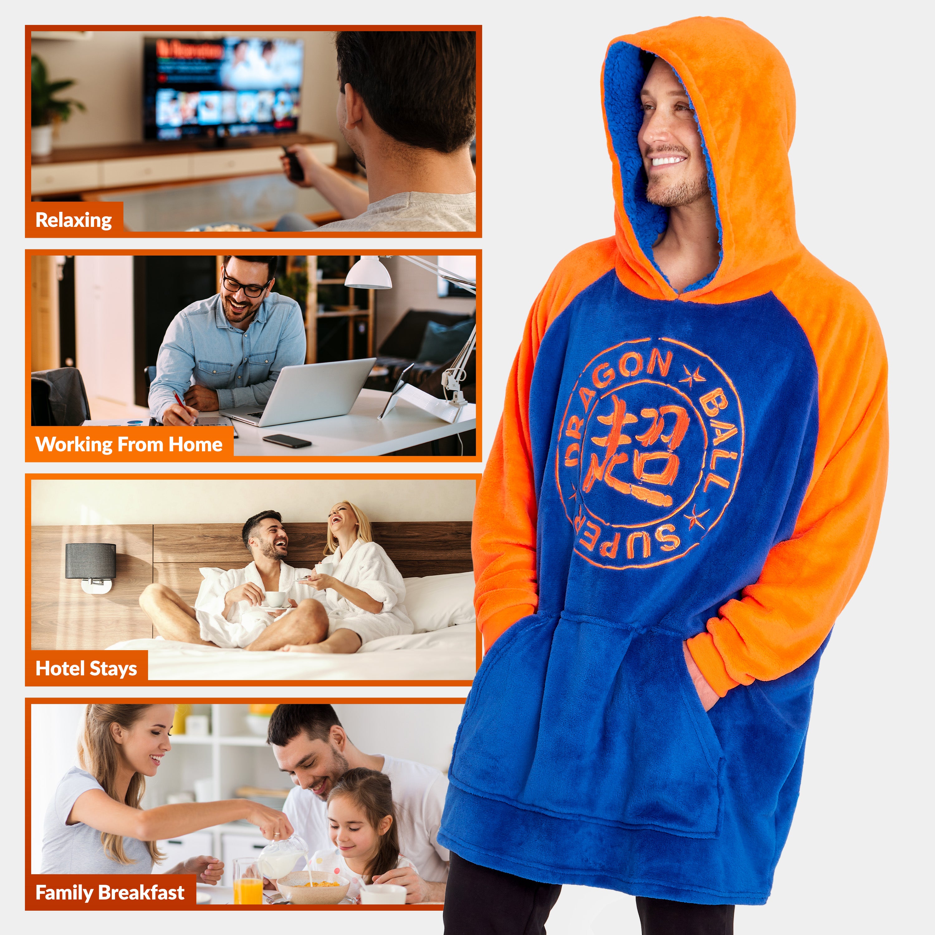 dragon-ball-z-plaid-capuche-homme-oversize-bleu-orange image 4