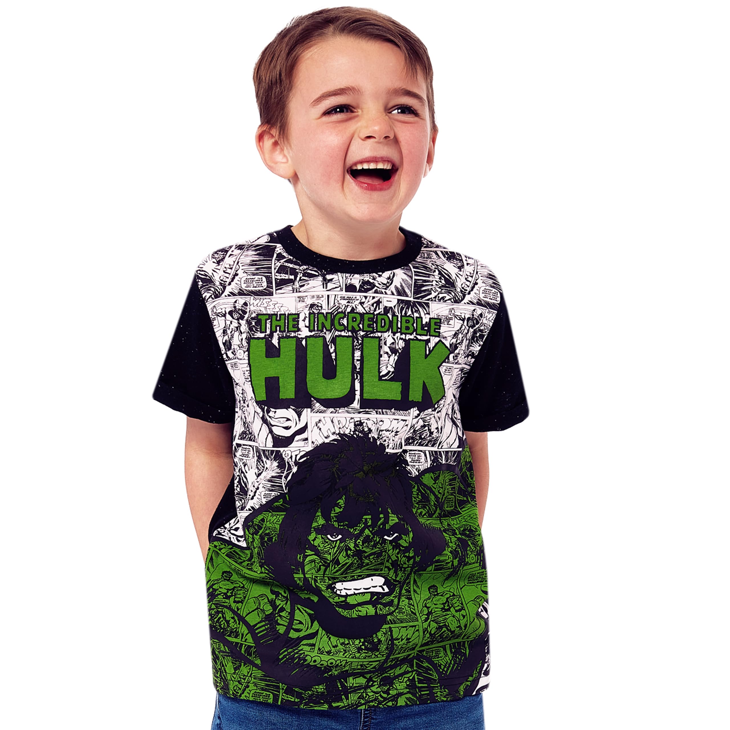 marvel-hulk-t-shirt-gar-on-7-8-ans-manches-courtes-vert-coton image 5