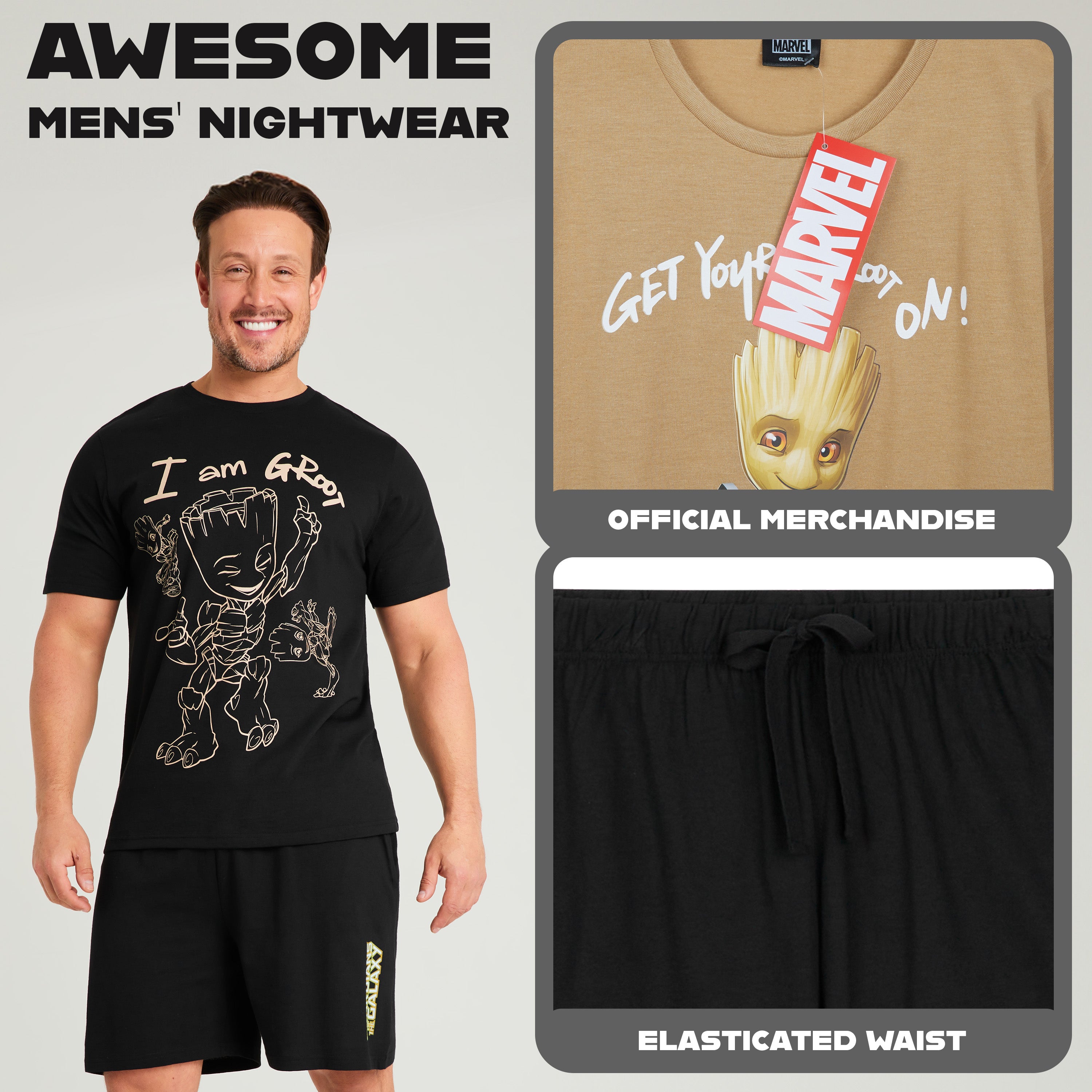 marvel-pyjama-court-homme-groot-lot-2-coton image 3