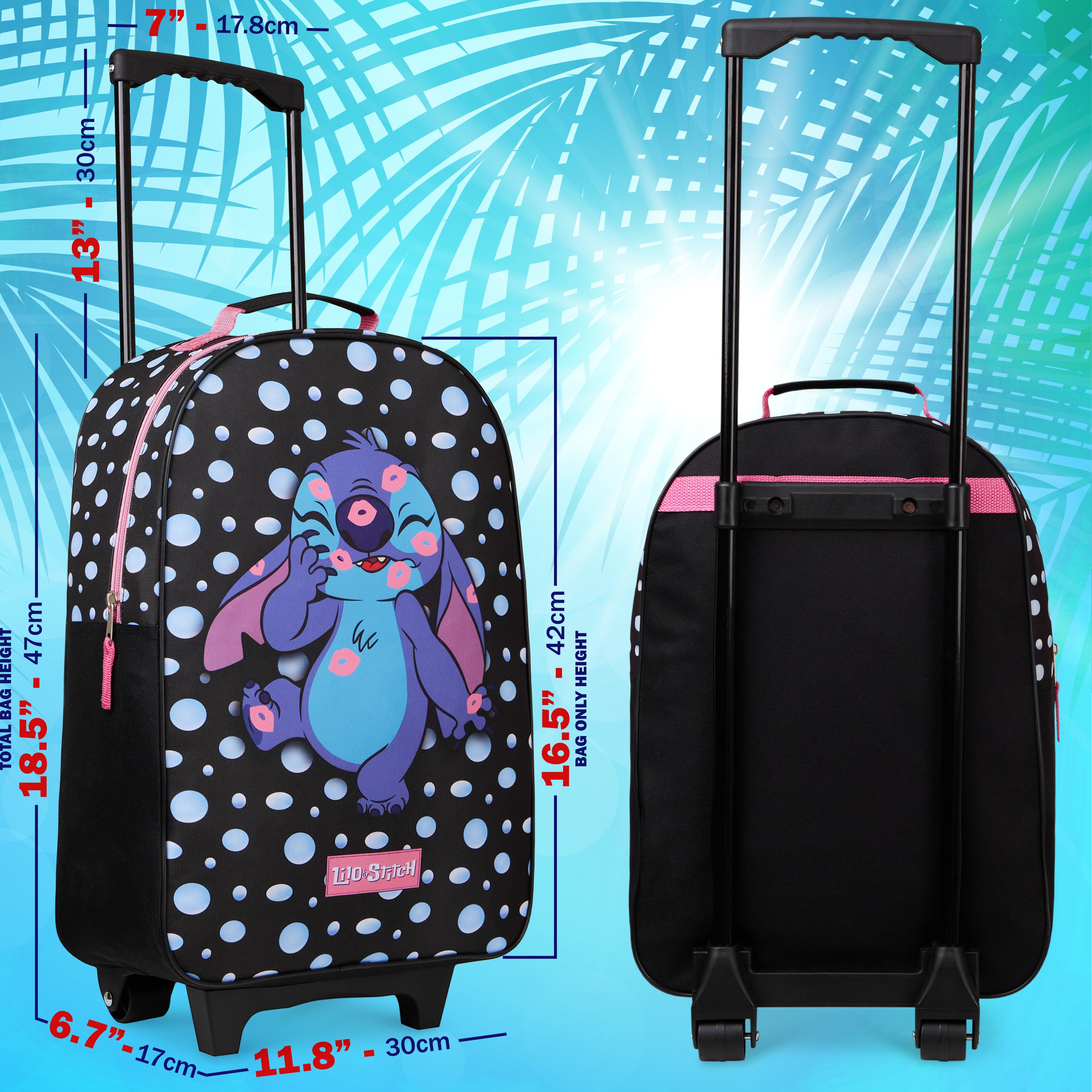 disney-valise-enfant-stitch-pliable-47cm-2-roues-noire image 6