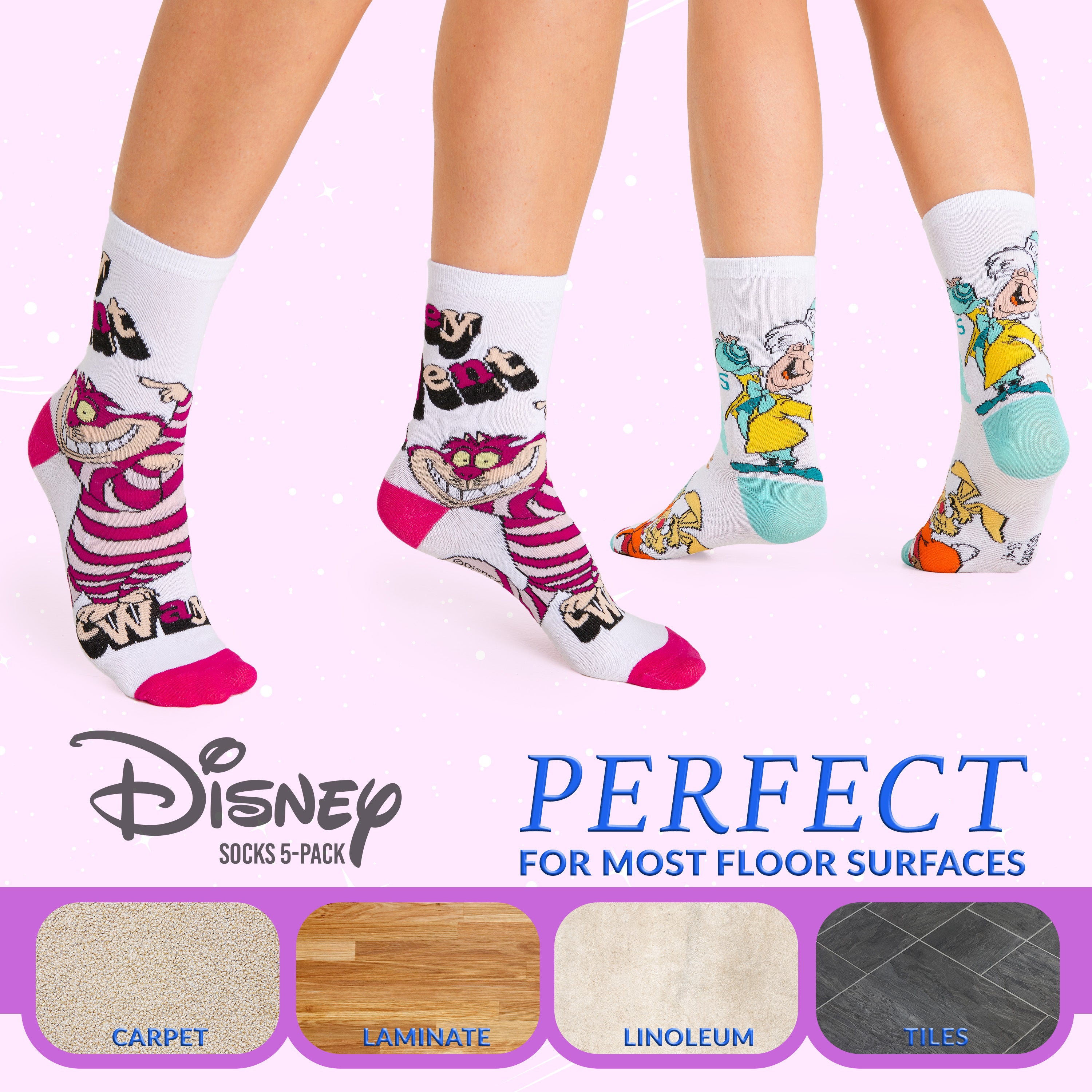 disney-chaussettes-femme-lot-5-fantaisie-coton-douces image 3