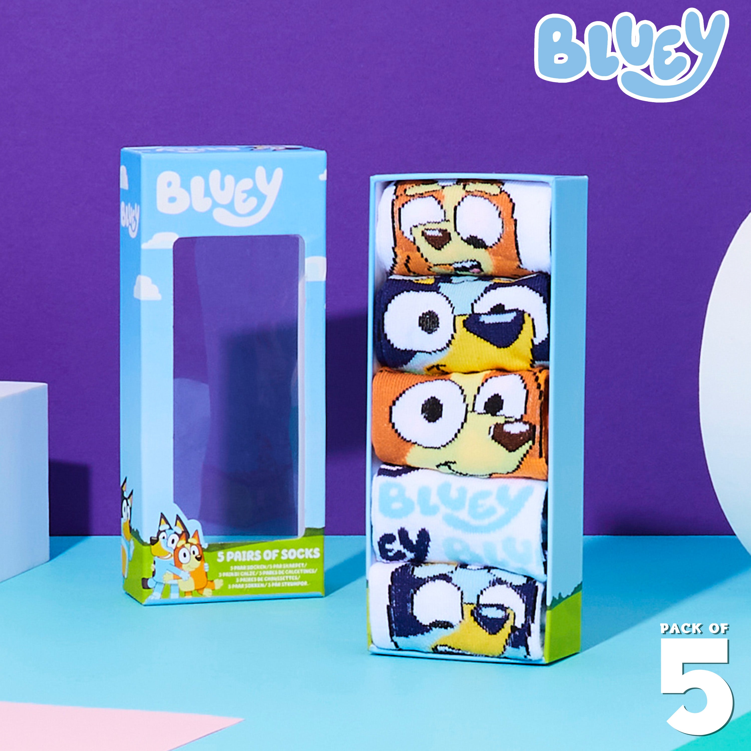 bluey-boys-chaussettes-enfant-bluey-et-bingo-lot-5-coton image 2