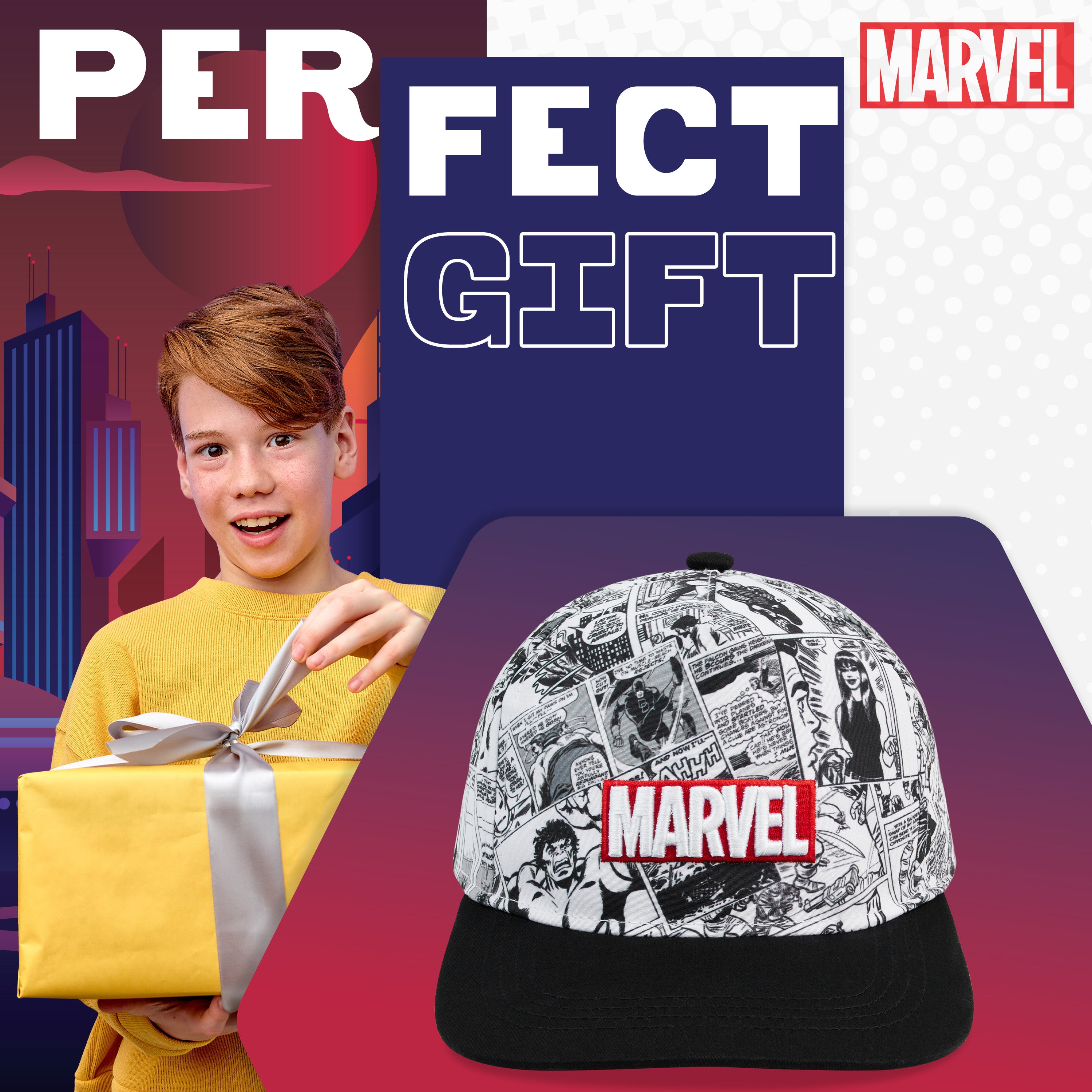 marvel-casquette-gar-on-baseball-noir-blanc-r-glable image 3