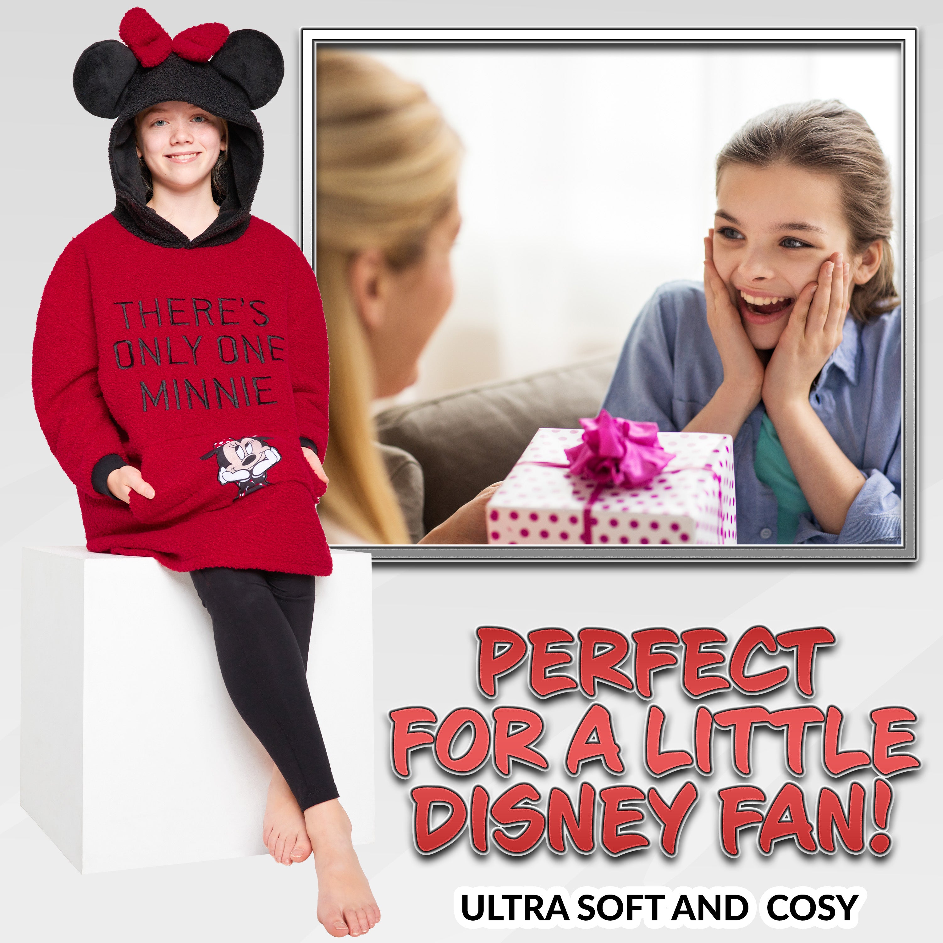 disney-sweat-plaid-enfant-minnie-rouge-polaire-oversize image 2