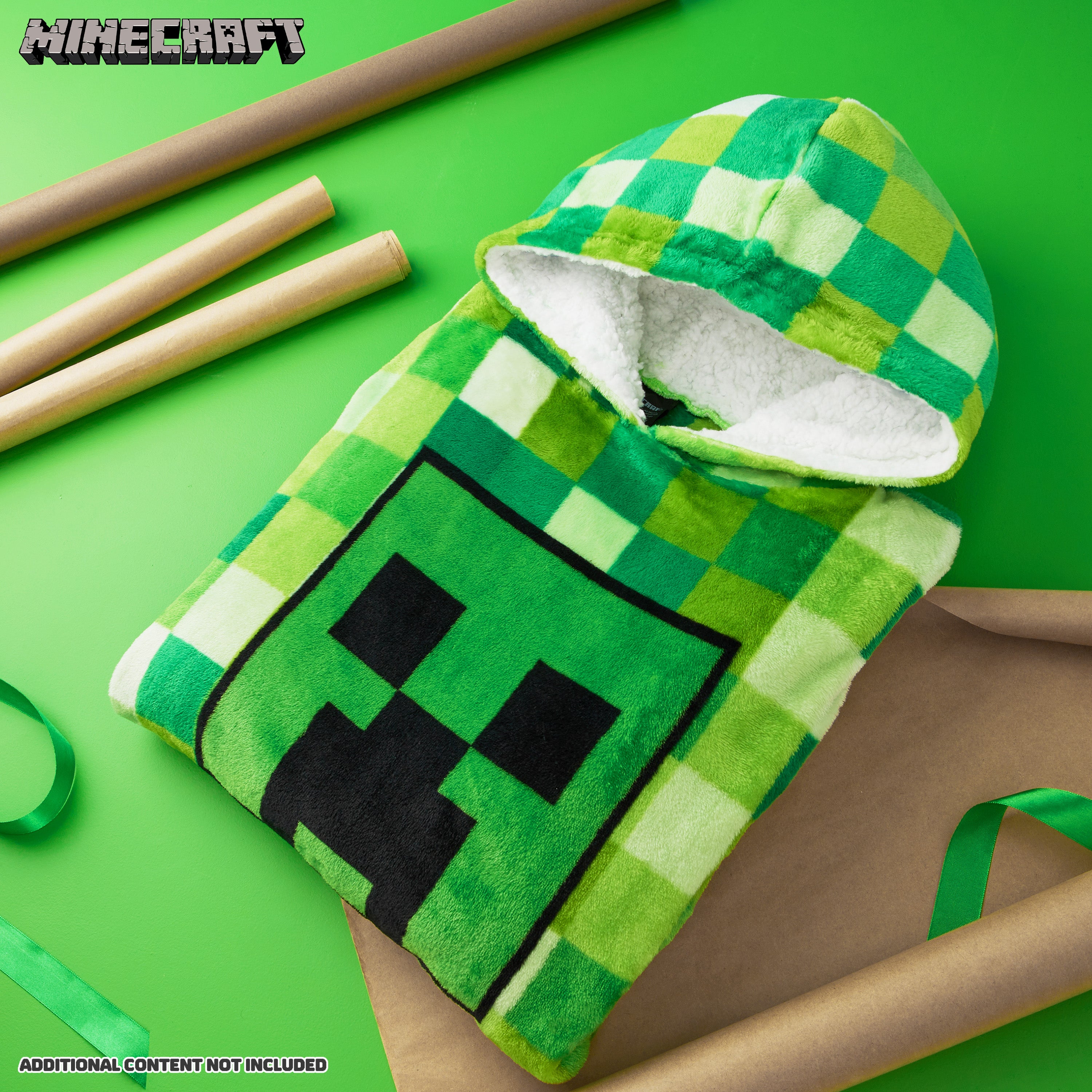 minecraft-sweat-plaid-capuche-enfant-vert-polaire image 2