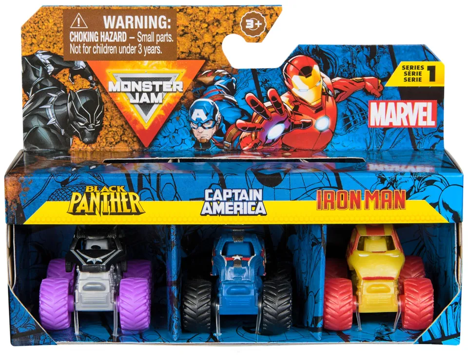 monster-jam-marvel-minis-1-87-monster-trucks-m-tal-coffret-3-al-atoire image 1