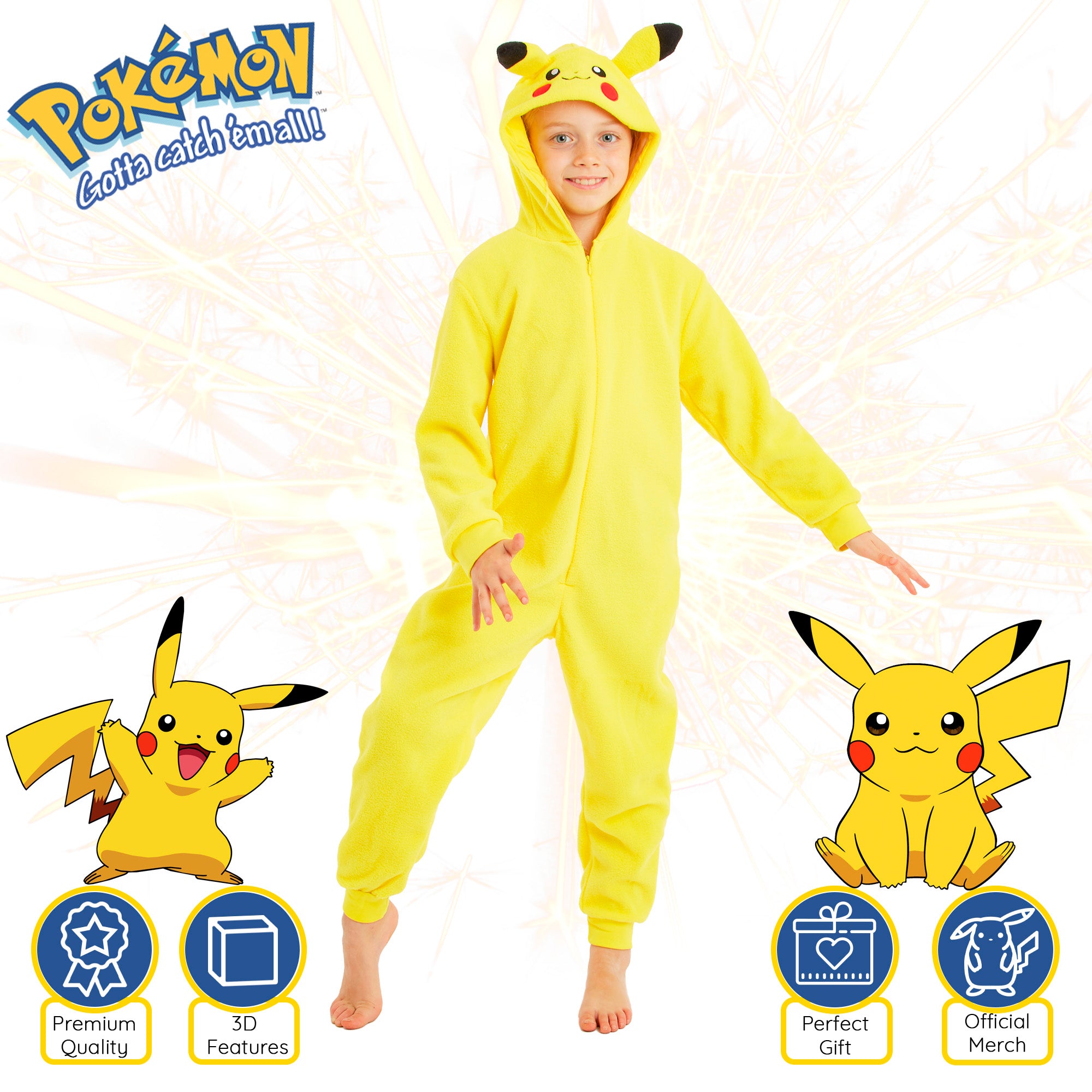 pok-mon-pikachu-combinaison-pyjama-polaire-jaune-enfant image 3