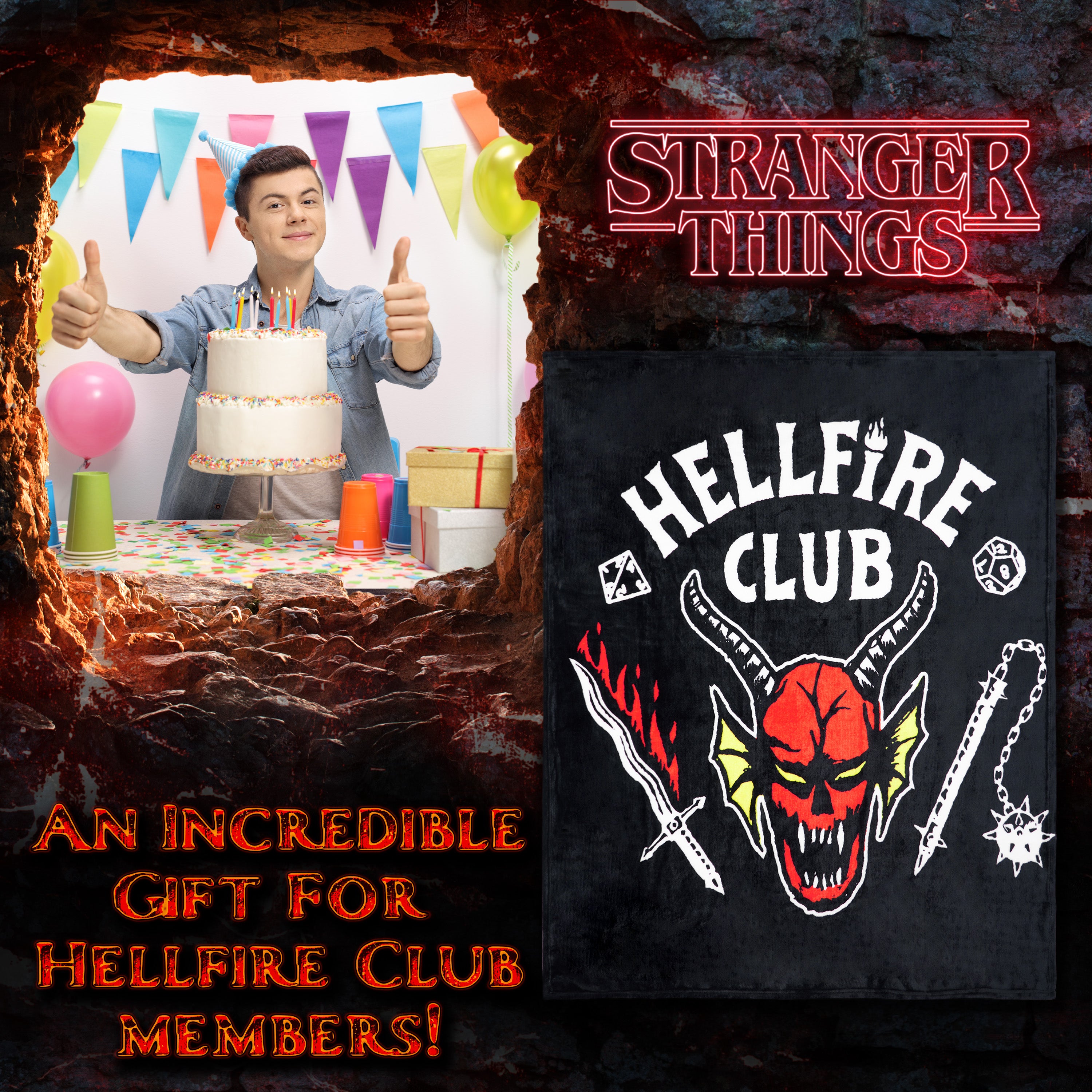 stranger-things-plaid-polaire-noir-hellfire-club-150x130cm image 3