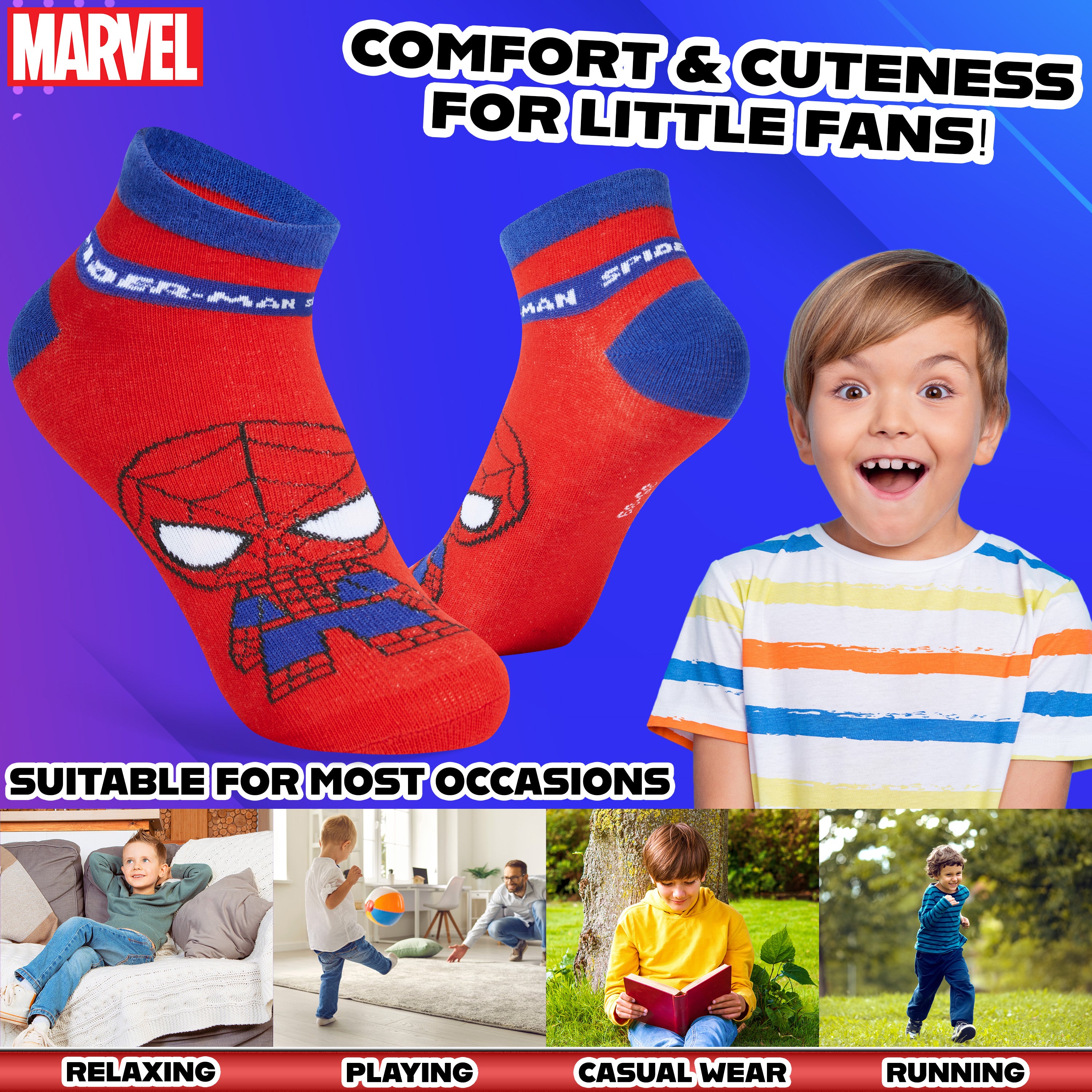 get-trend-boys-marvel-avengers-chaussettes-cheville-lot-5-multicolore image 4