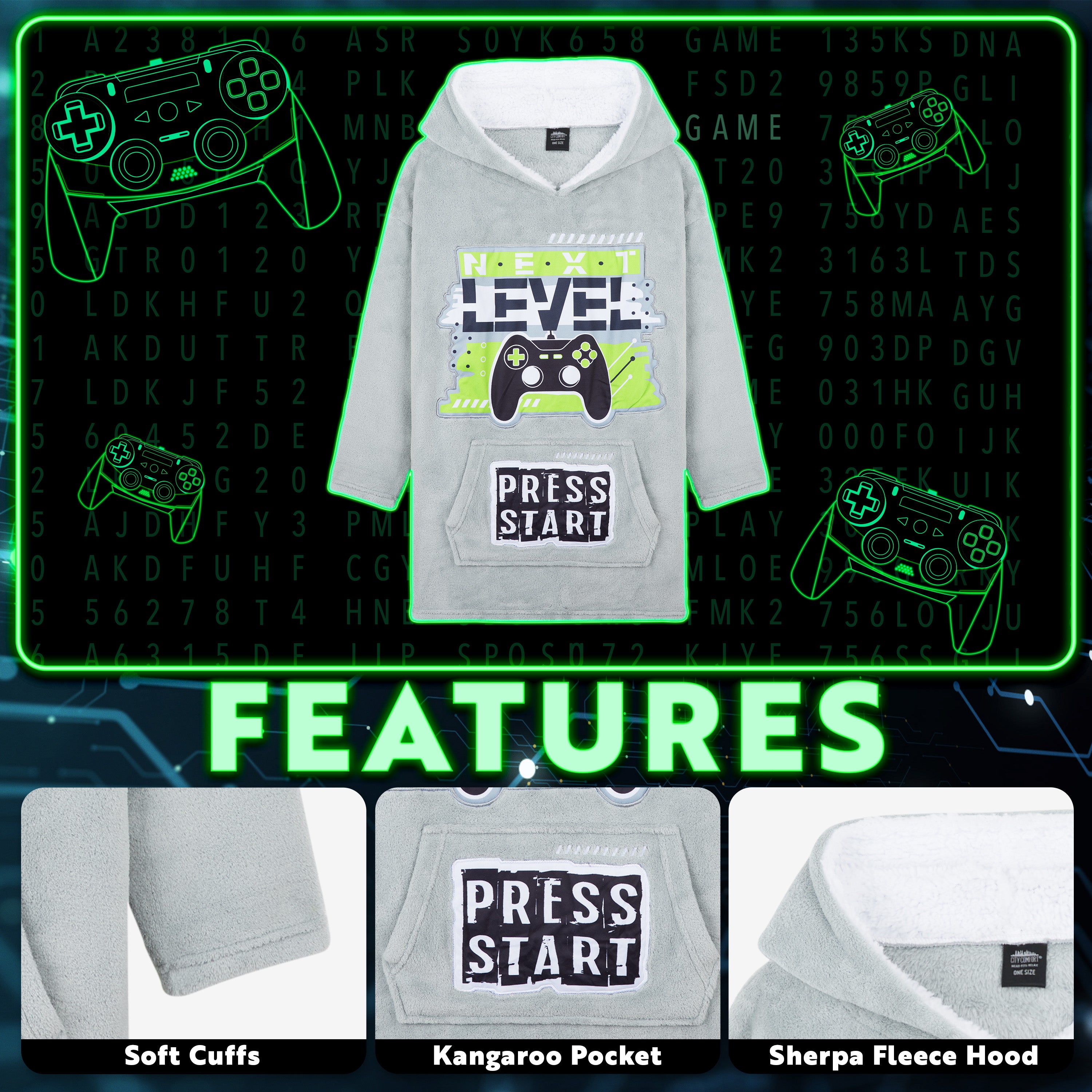 citycomfort-sweat-plaid-hoodie-blanket-gamer-enfant-polaire image 3