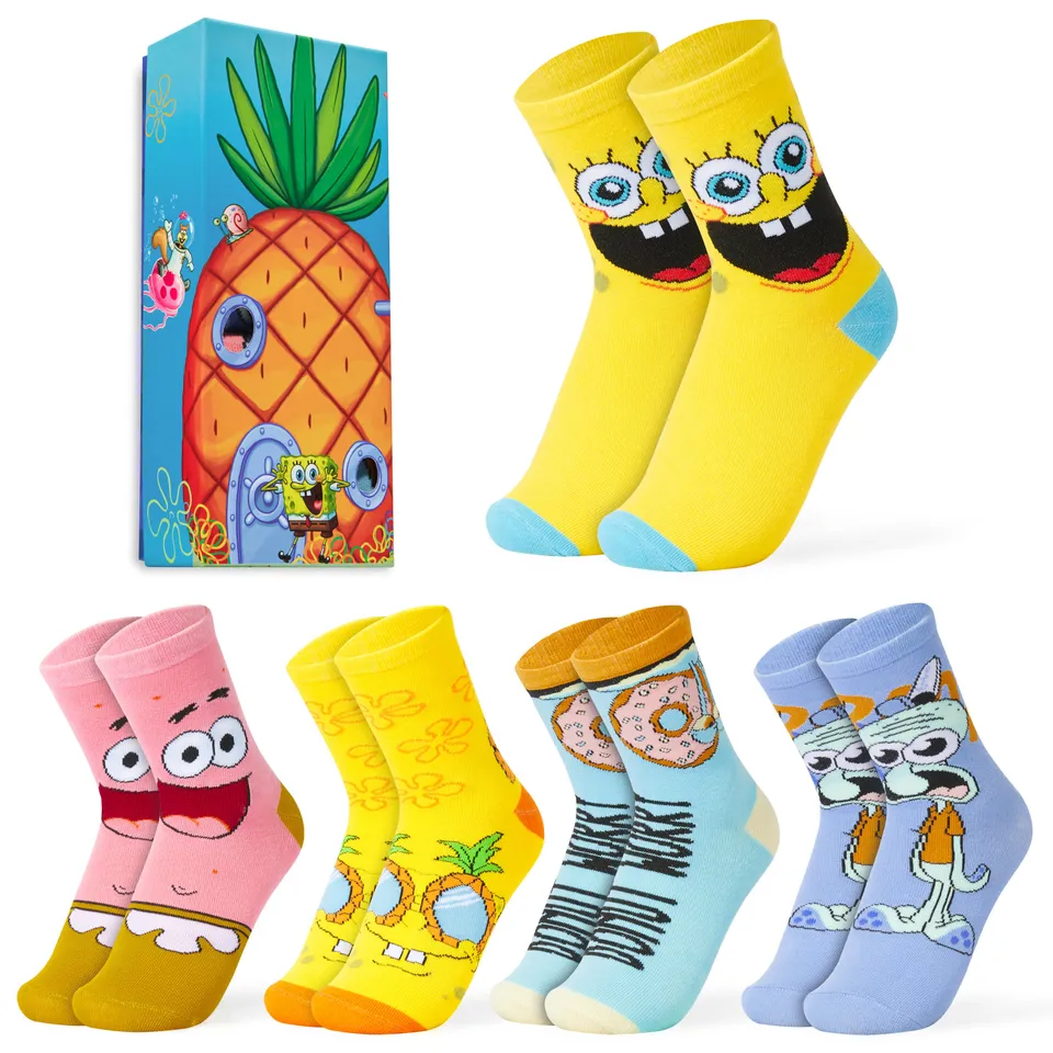 chaussettes-bob-l-ponge-gar-on-hautes-coton-lot-de-5 image 1