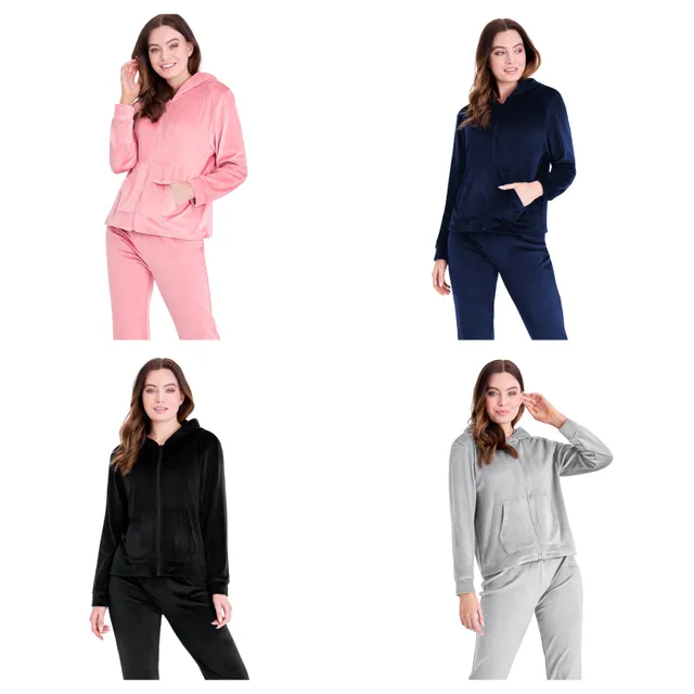 citycomfort-surv-tement-velours-femme-noir-2-pi-ces-capuche image 1