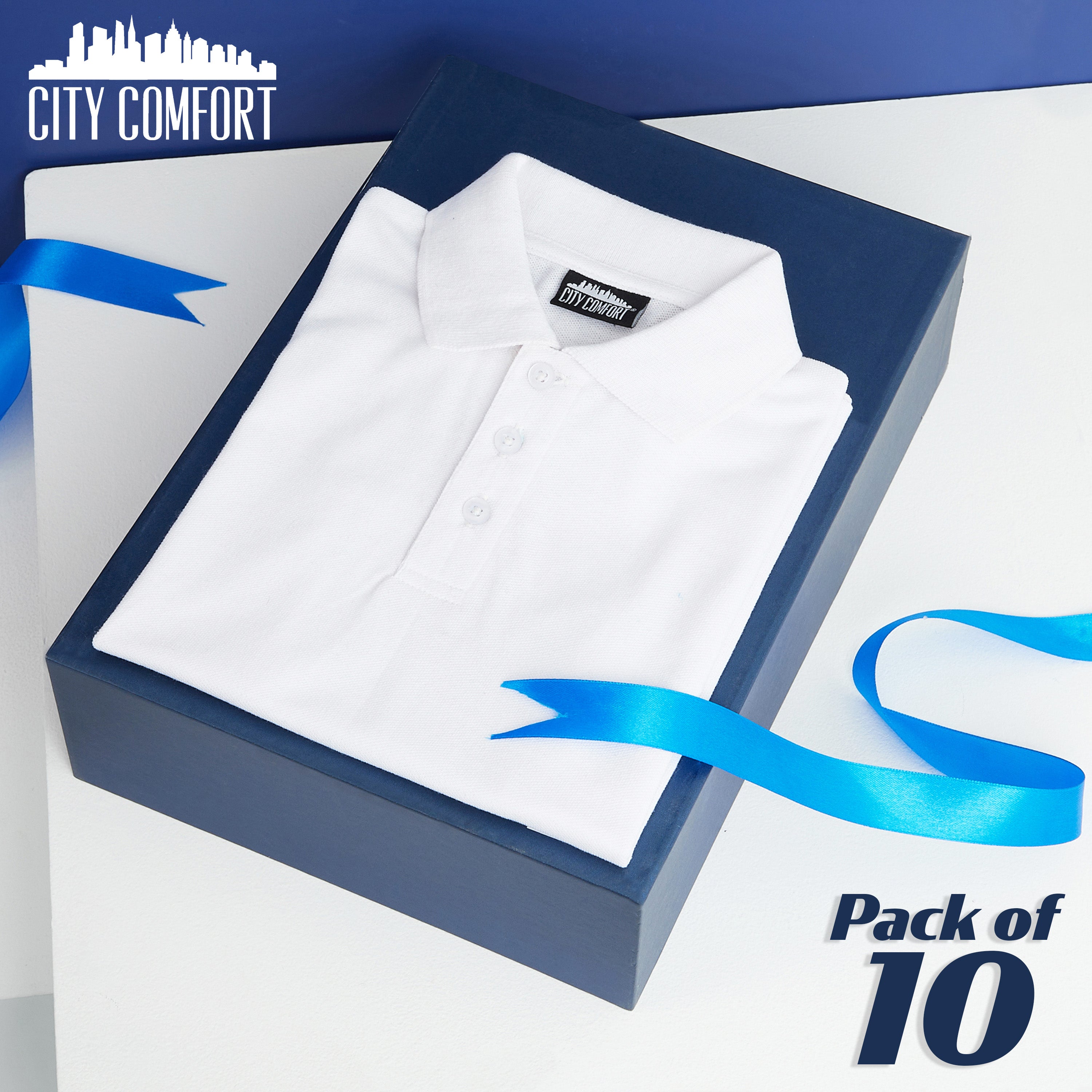citycomfort-polo-blanc-enfant-manche-courte-lot-de-10-coton image 2