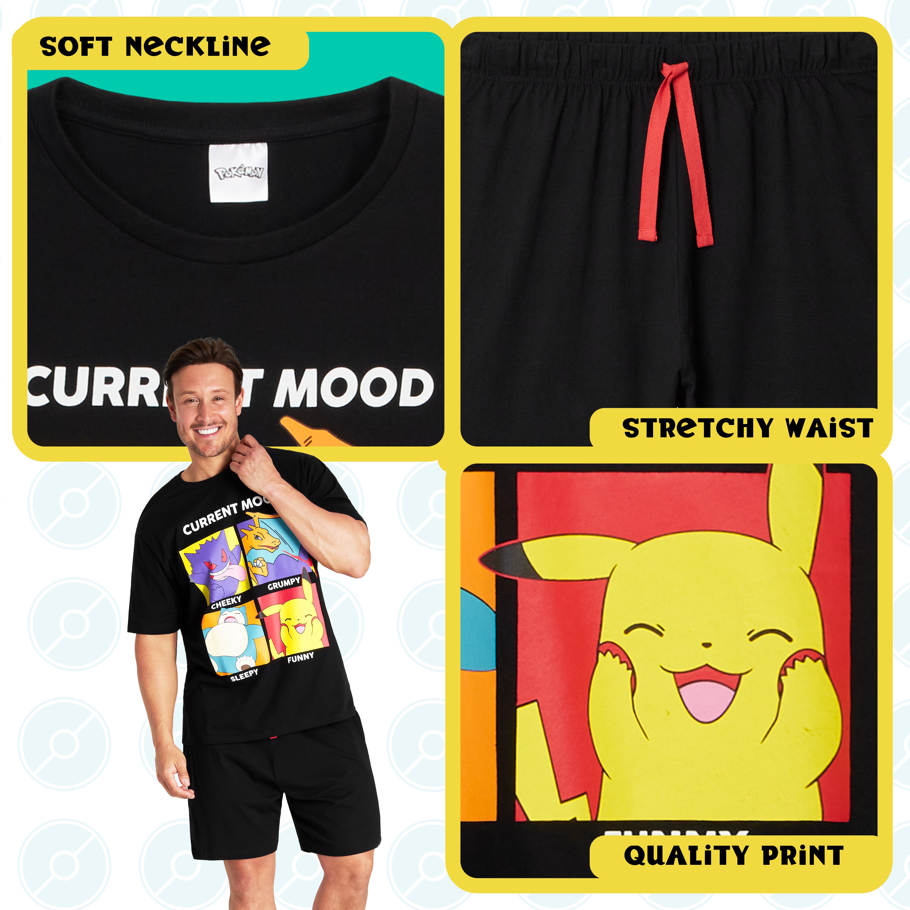 pok-mon-pyjama-homme-short-t-shirt-coton-t-pikachu image 4