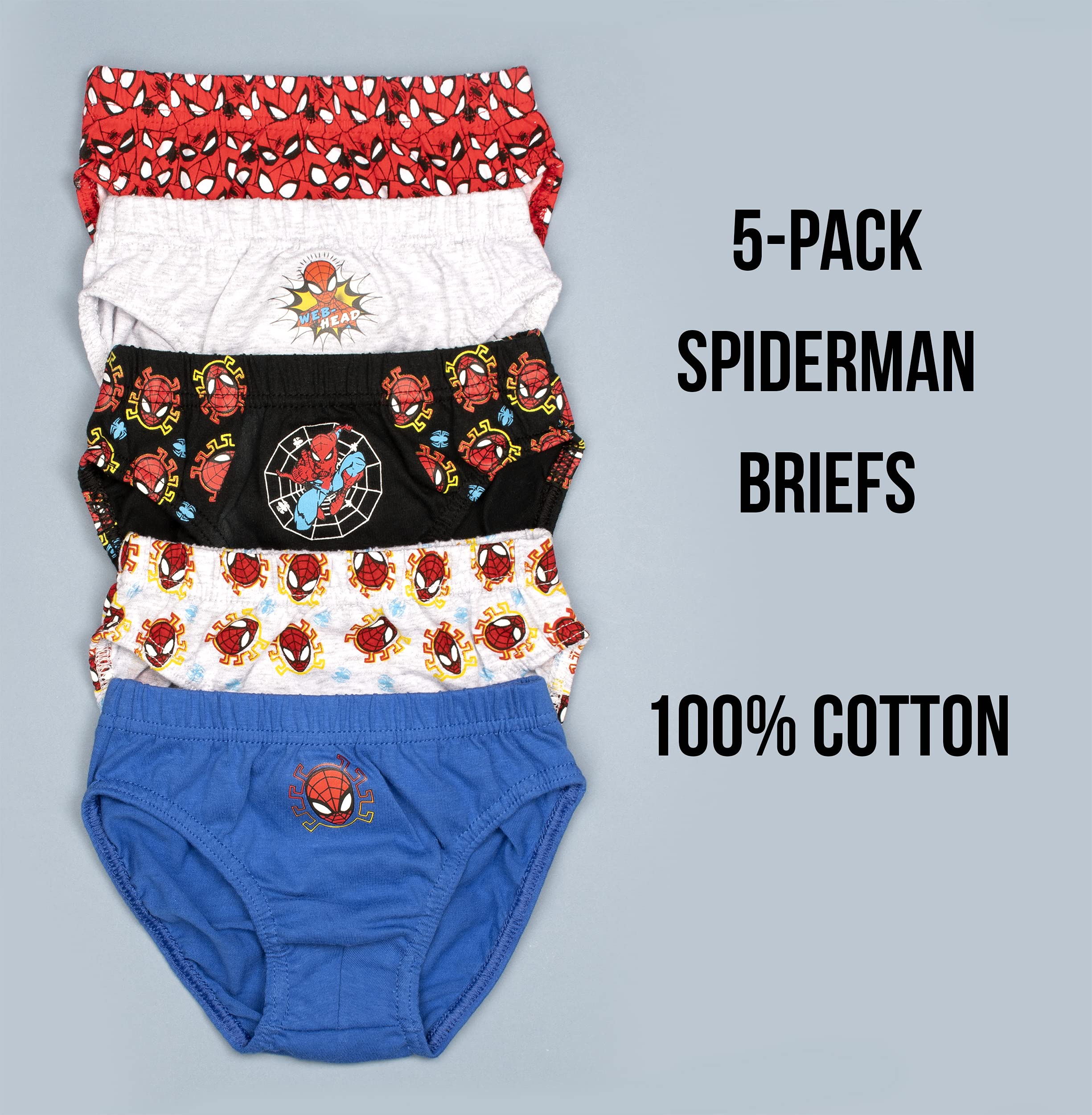 marvel-spider-man-slip-coton-gar-on-lot-de-5-bleu-gris image 3
