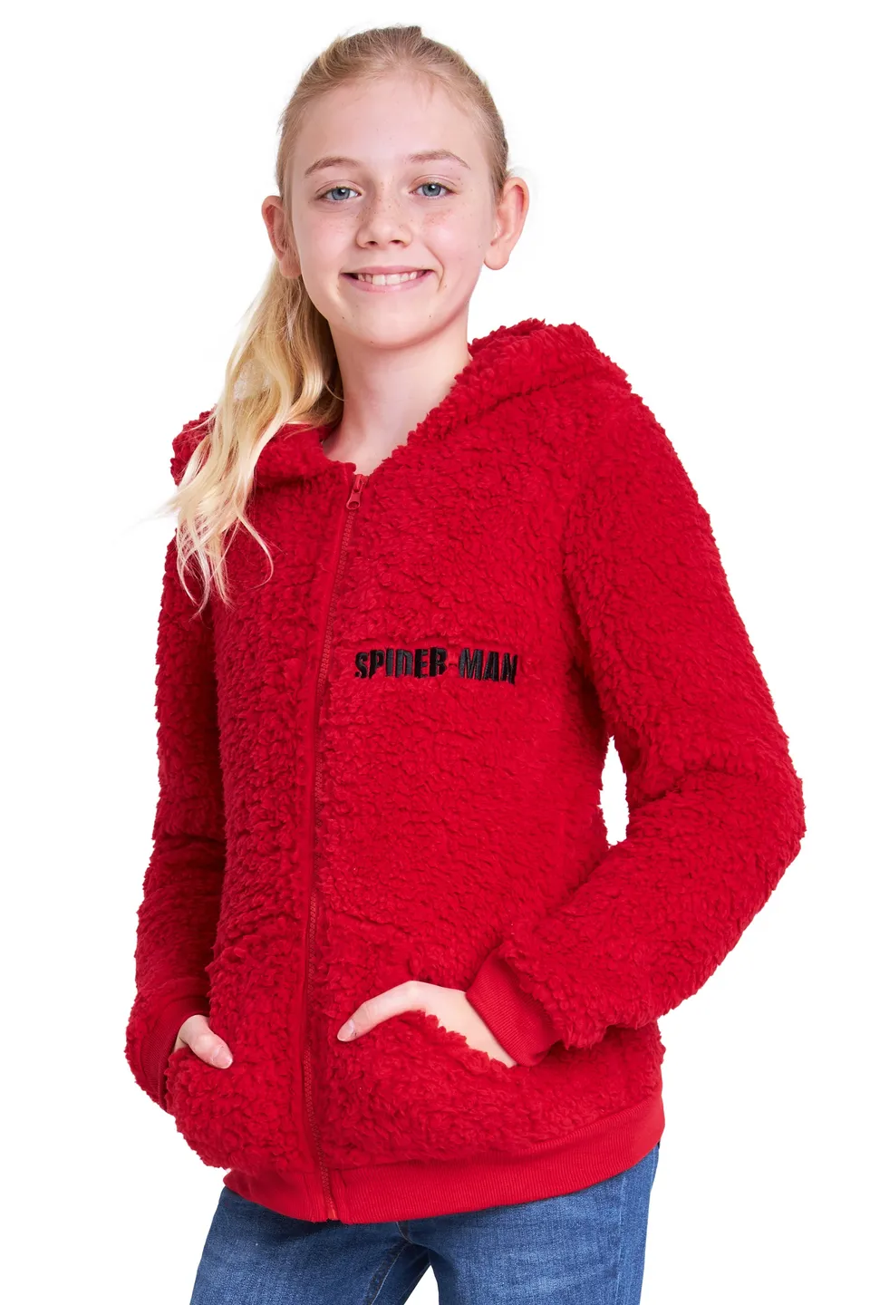 marvel-spiderman-sweat-zipp-sherpa-rouge-gar-on-7-8-ans image 1