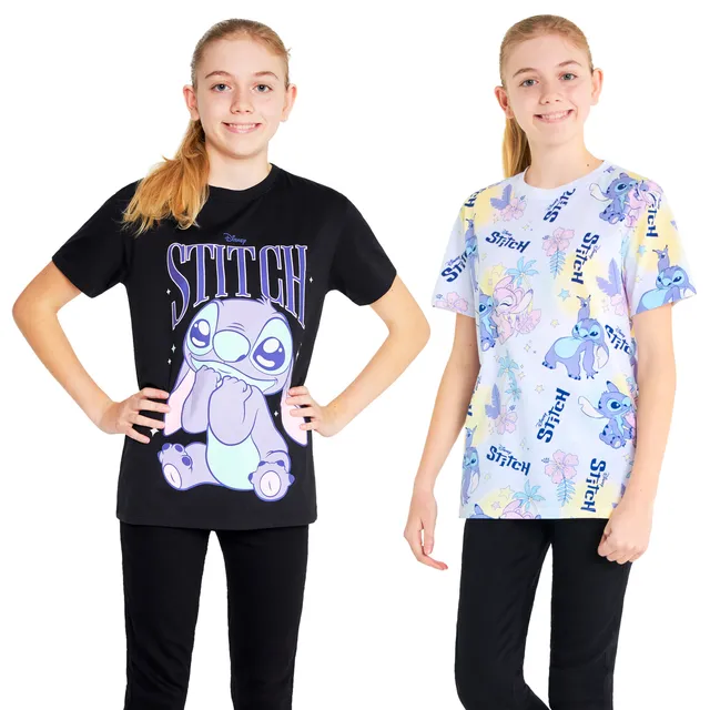 disney-stitch-lot-2-t-shirts-fille-col-rond-11-12-ans image 1