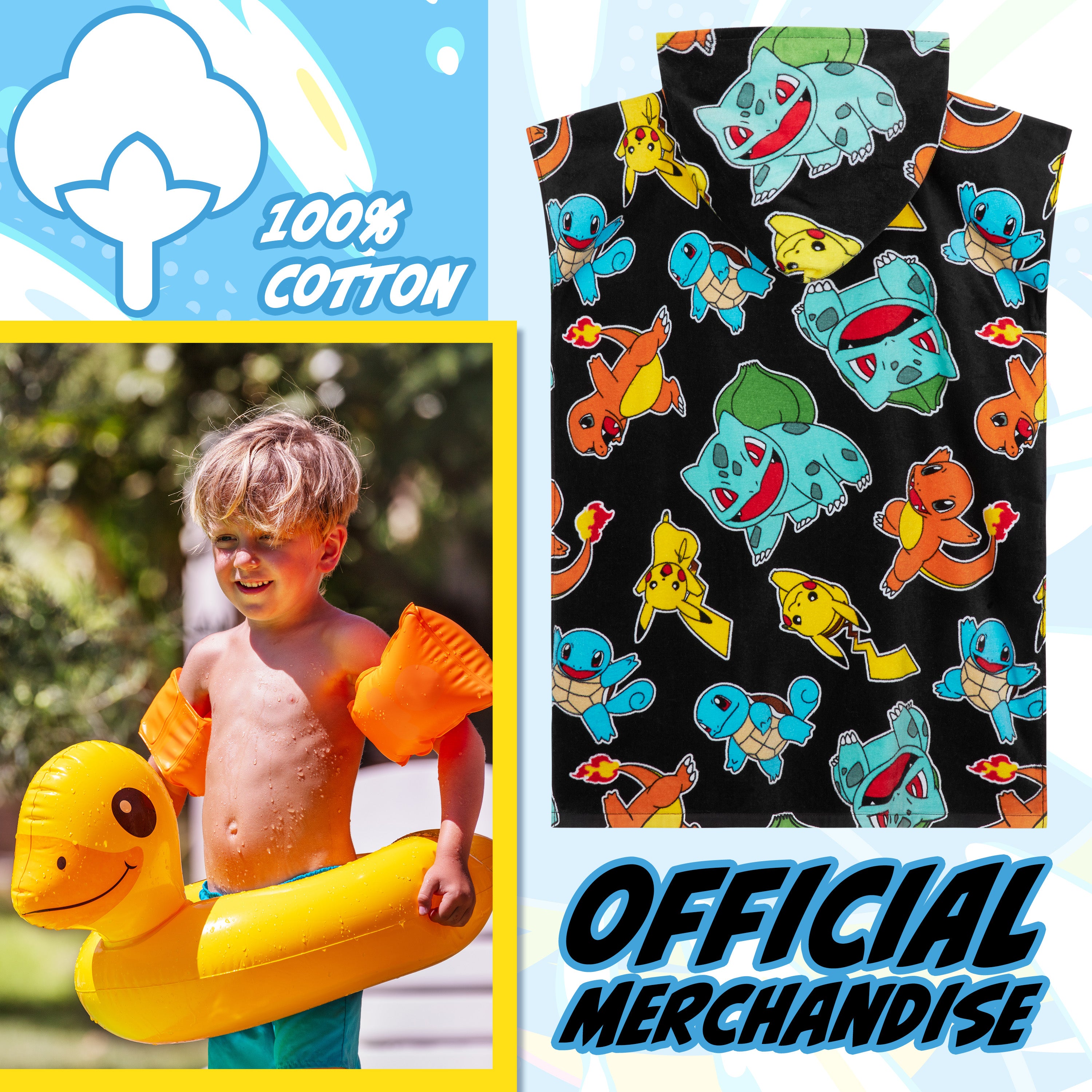 pok-mon-serviette-poncho-capuche-enfant-coton-absorbant-10-13-ans image 3