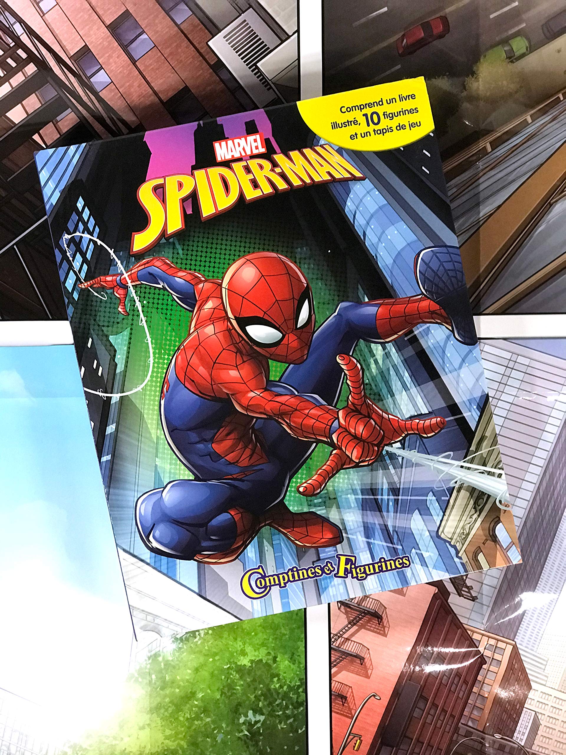 marvel-toys-spiderman-livre-illustr-10-figurines-tapis-de-jeu image 3