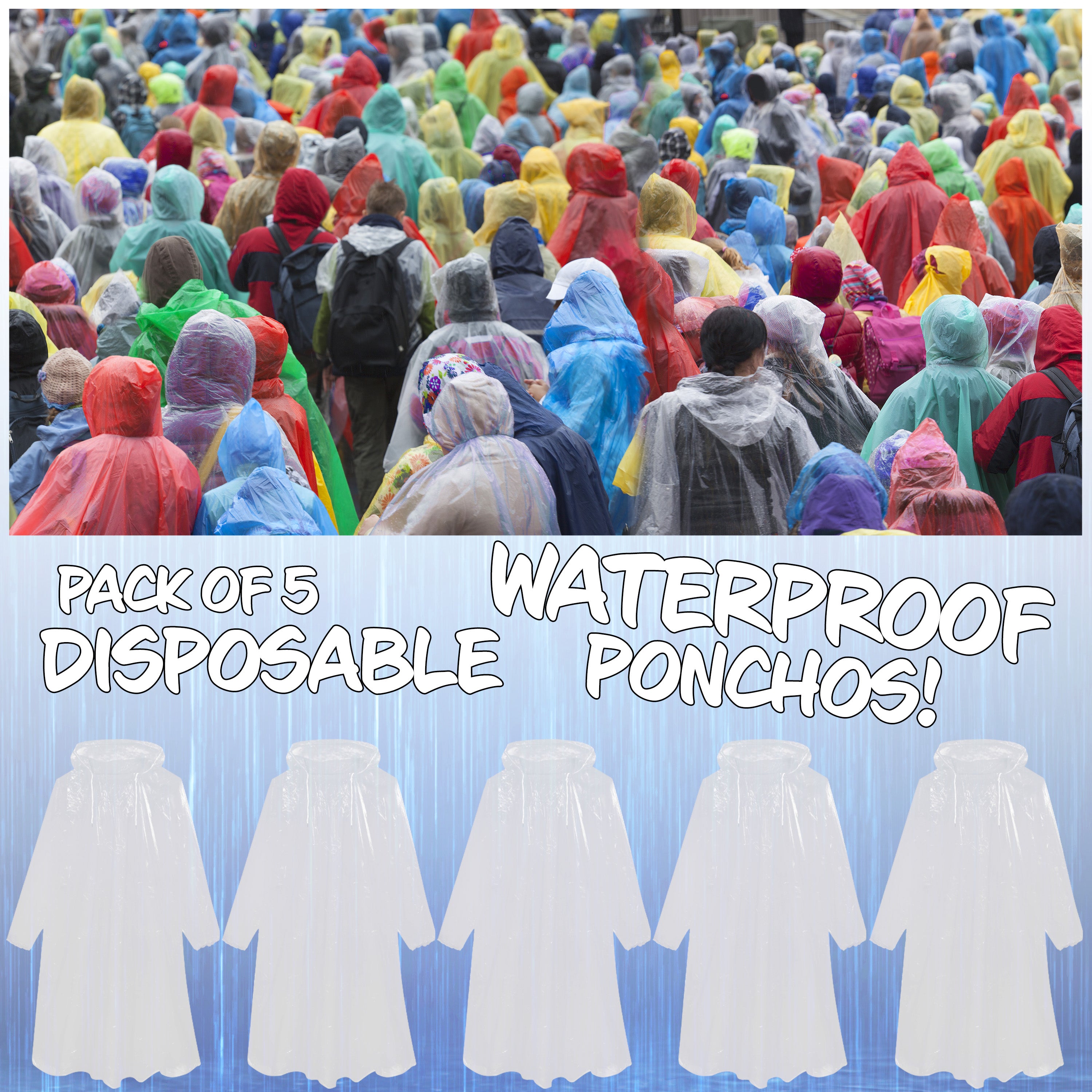 citycomfort-poncho-pluie-adulte-transparent-lot-5-jetable image 2