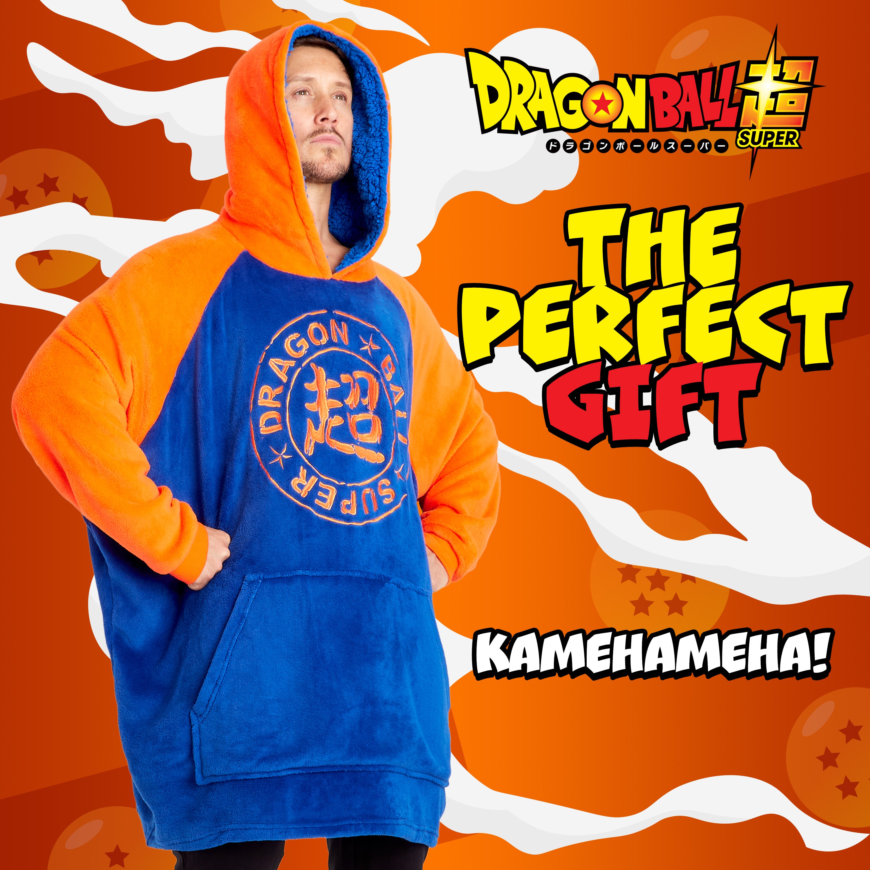 dragon-ball-z-plaid-capuche-homme-oversize-bleu-orange image 2