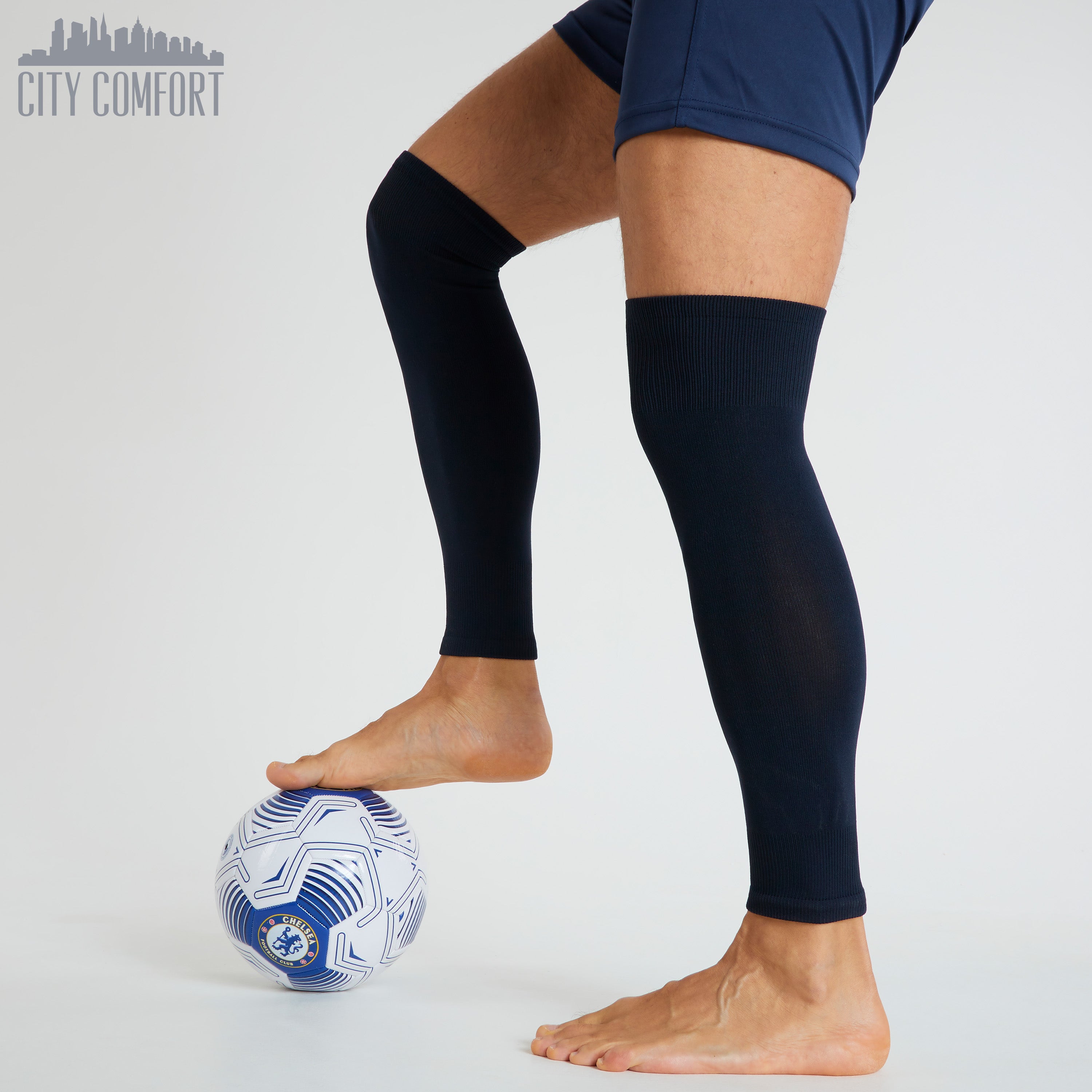 manchettes-foot-prot-ge-tibias-marine-taille-unique-mixte image 4