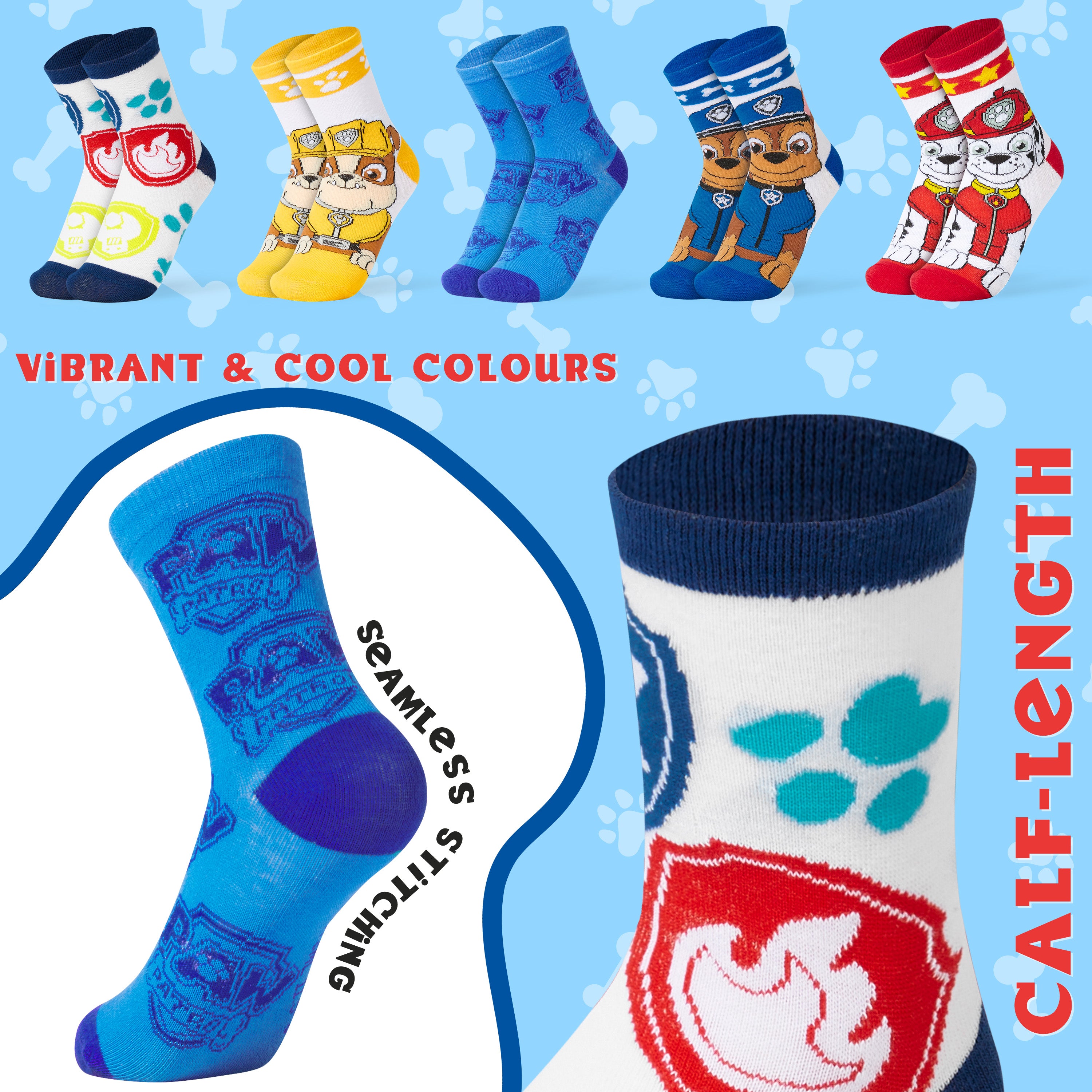 paw-patrol-lot-5-paires-chaussettes-gar-on-mi-mollet image 4