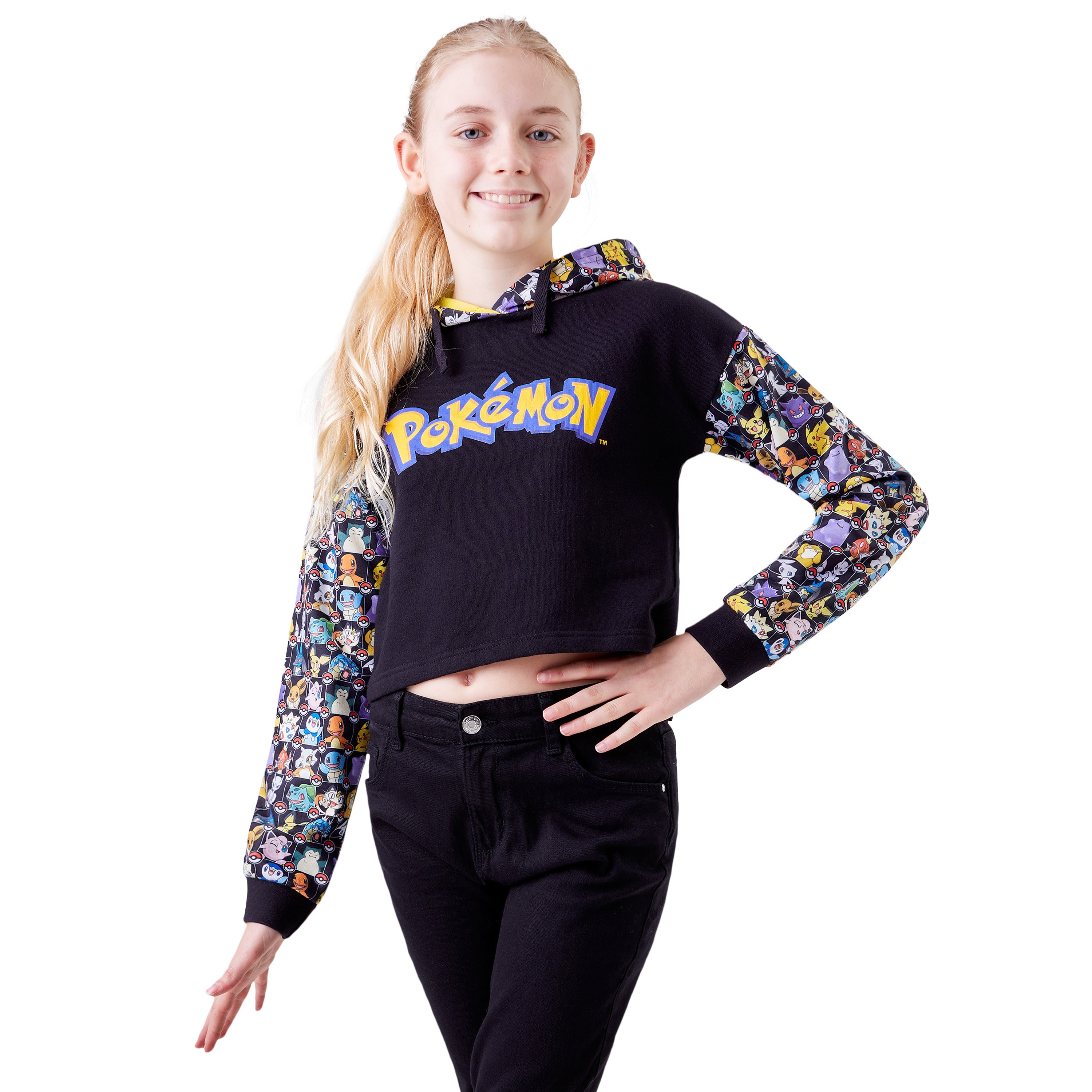 pok-mon-pikachu-sweat-fille-crop-capuche-7-15-ans image 1