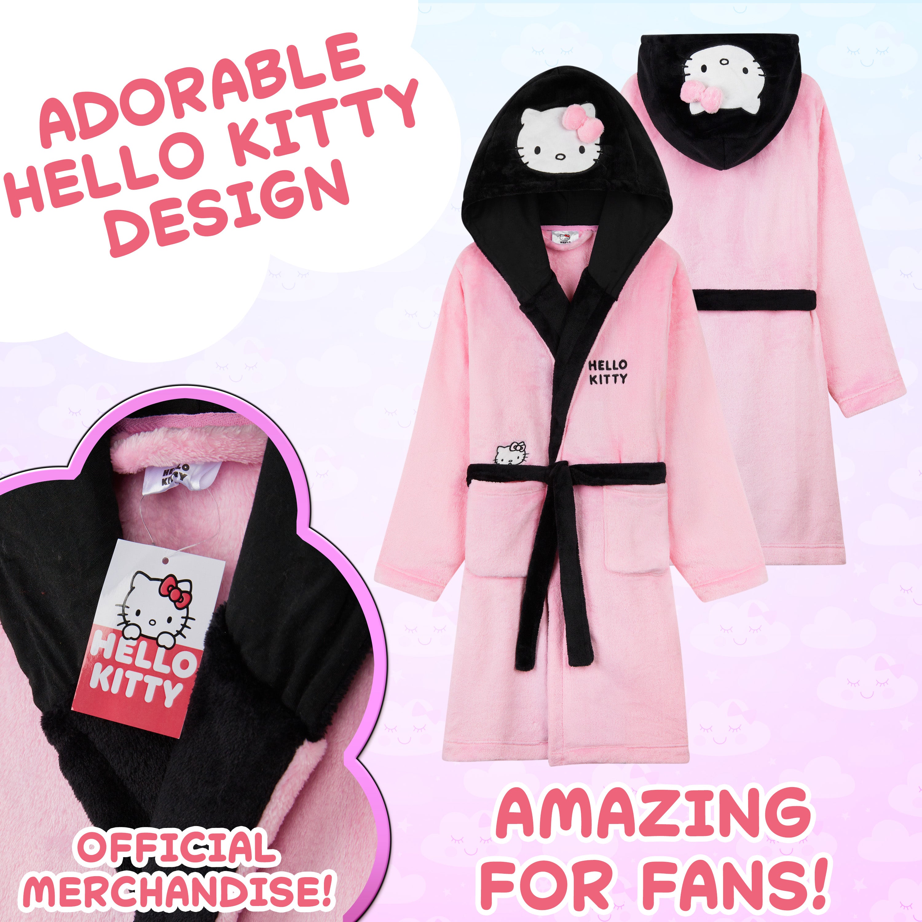 hello-kitty-peignoir-fille-polaire-capuche-9-10-ans-poches image 4