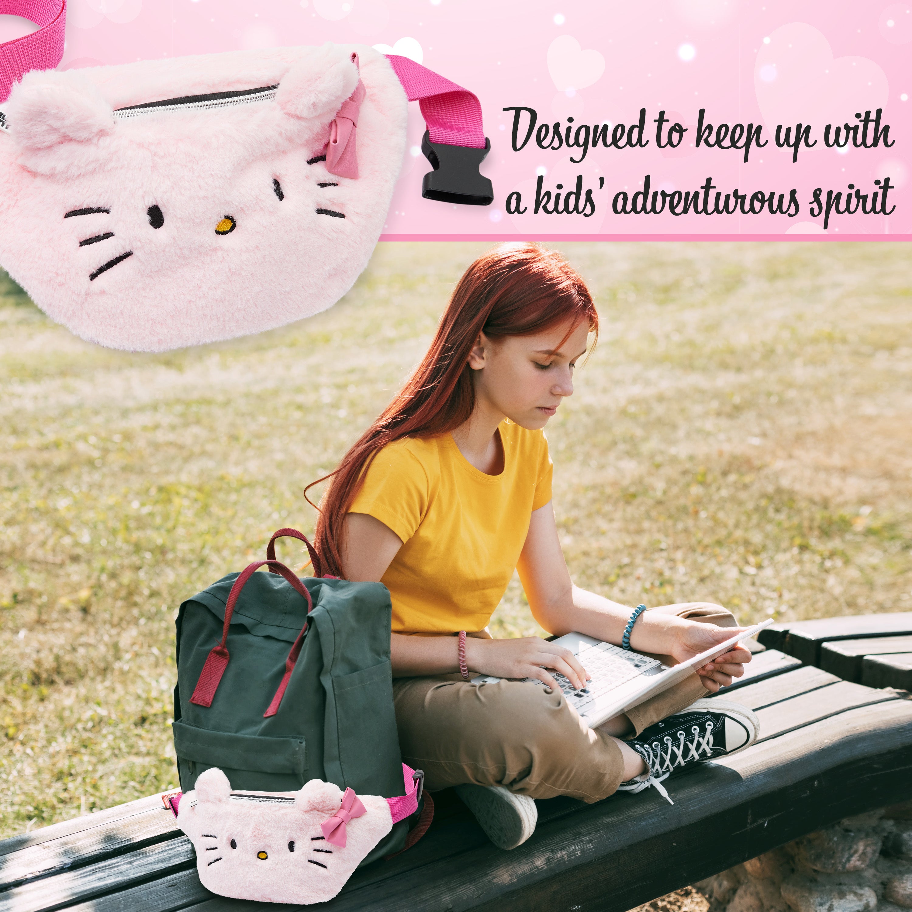 hello-kitty-sac-banane-fille-fluffy-rose-sangle-r-glable image 5