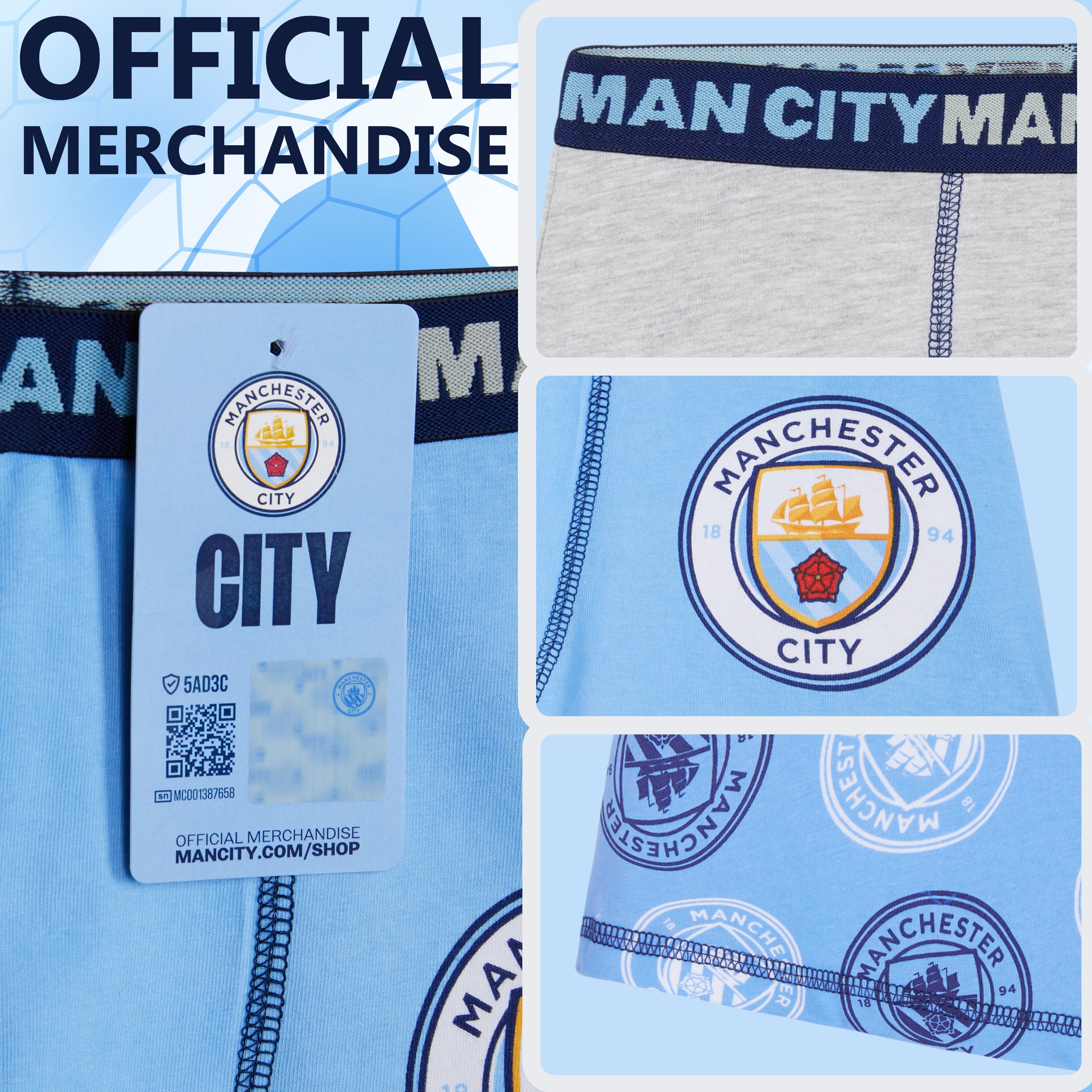 manchester-city-boxer-gar-on-lot-3-coton-stretch-7-8-ans image 5