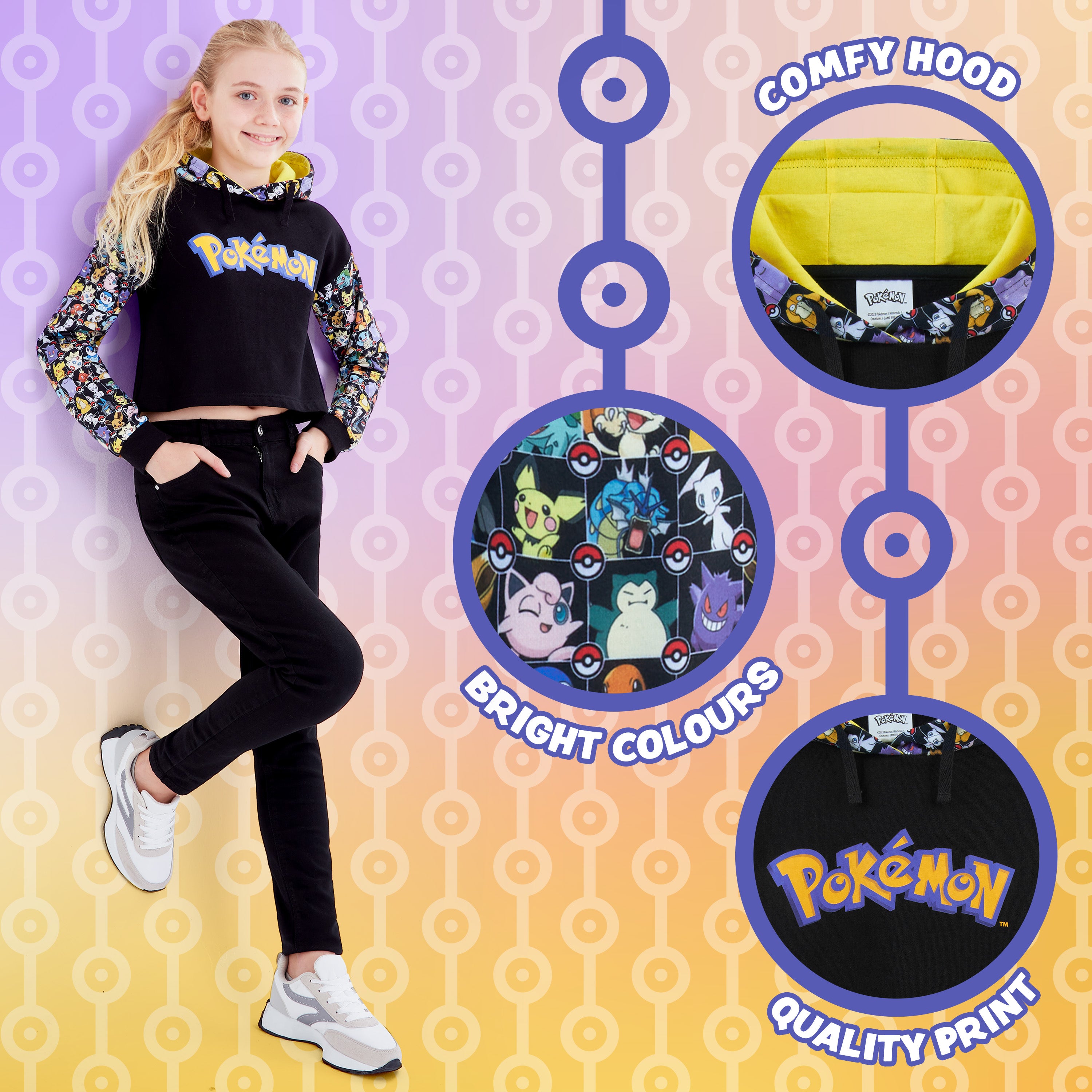 pok-mon-pikachu-sweat-fille-crop-capuche-7-15-ans image 4