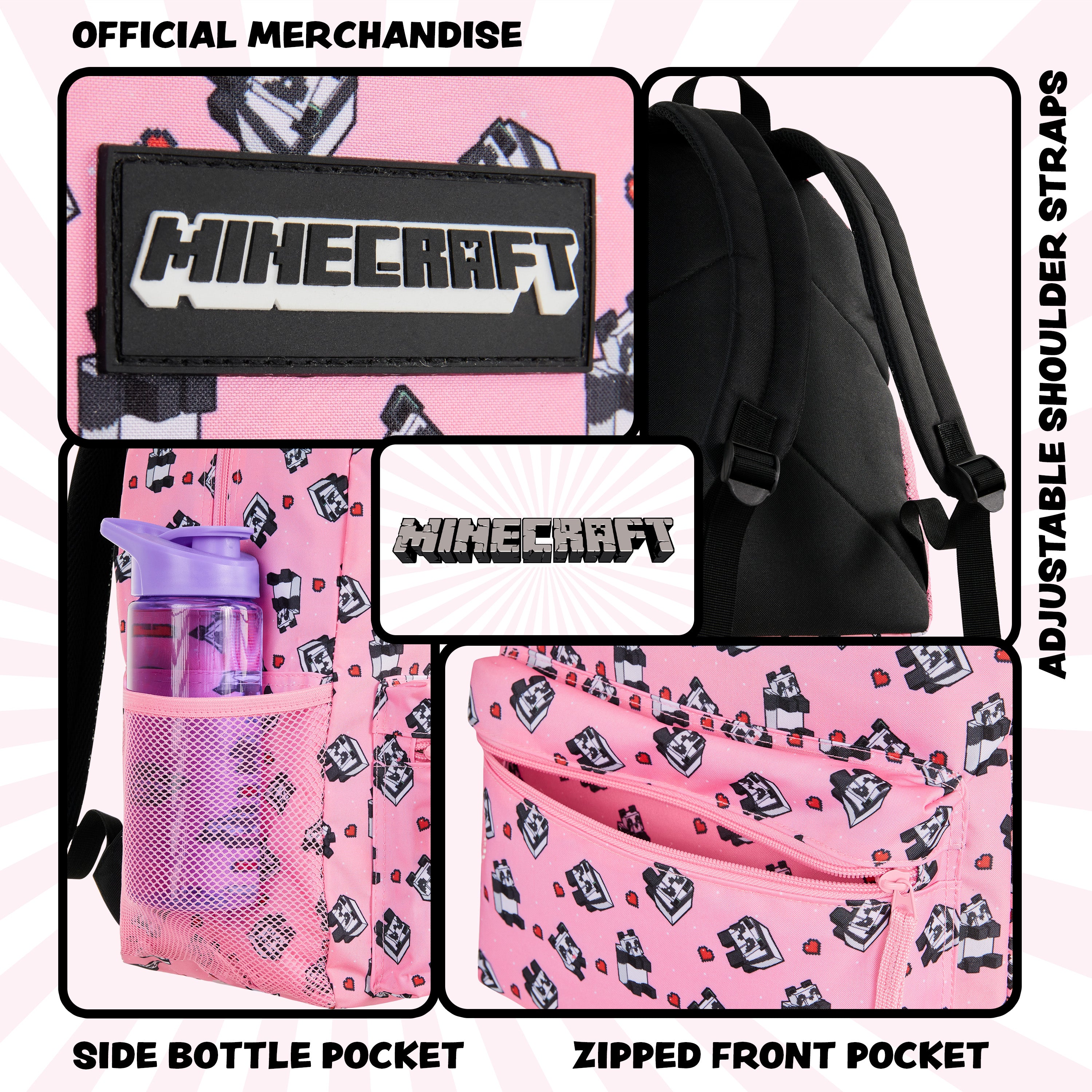 minecraft-sac-dos-cole-rose-enfant image 3