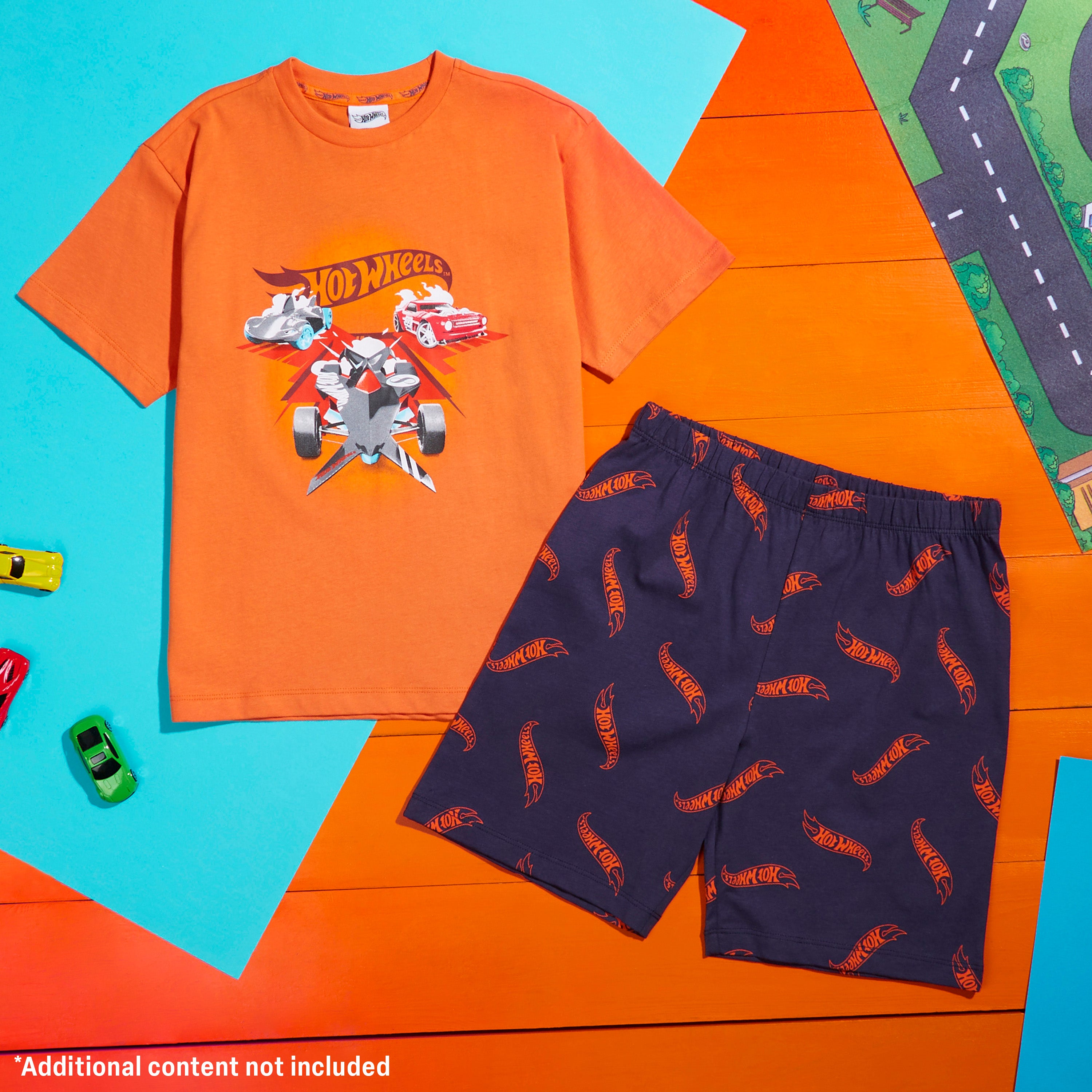 hot-wheels-pyjama-short-gar-on-2-pi-ces-orange-marine image 2