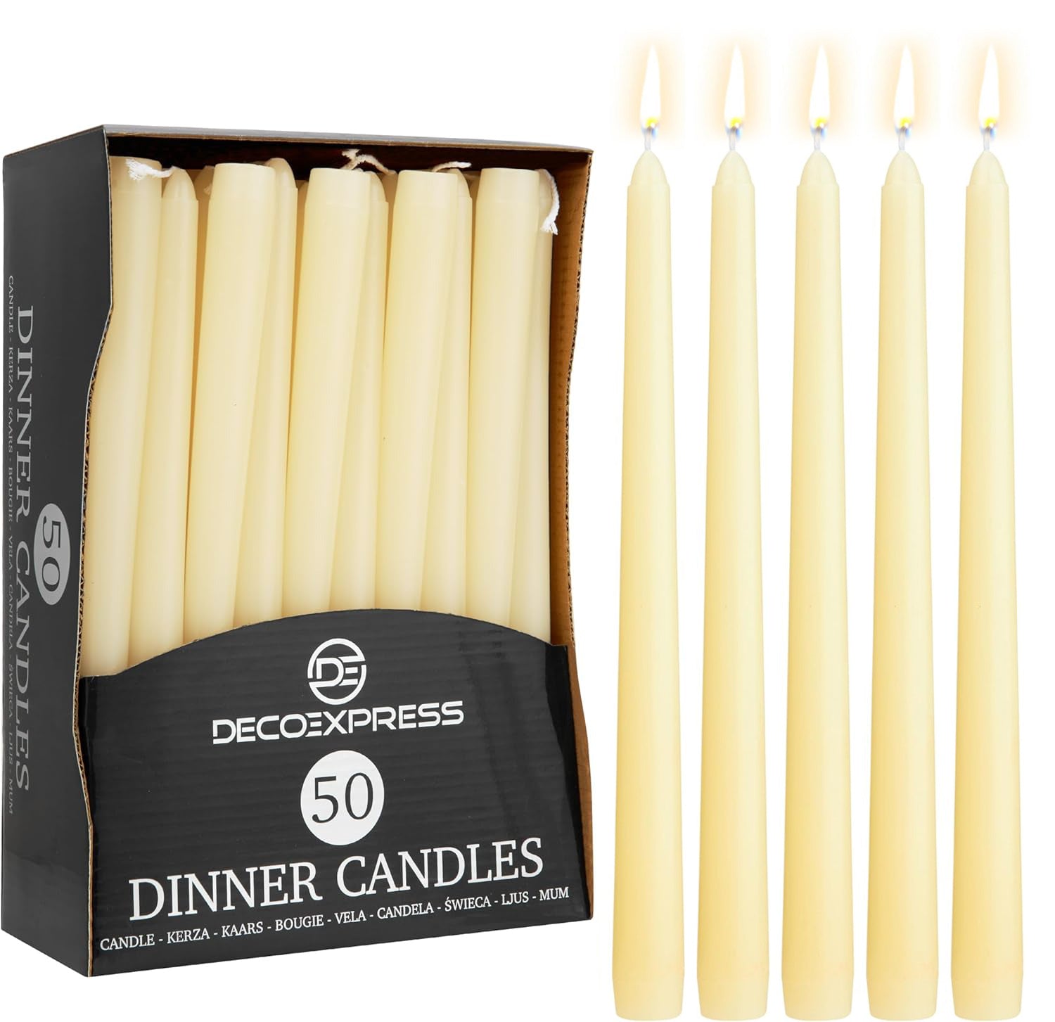 deco-express-bougies-tige-ivoire-lot-50-chandelles-8h-non-parfum-es image 1