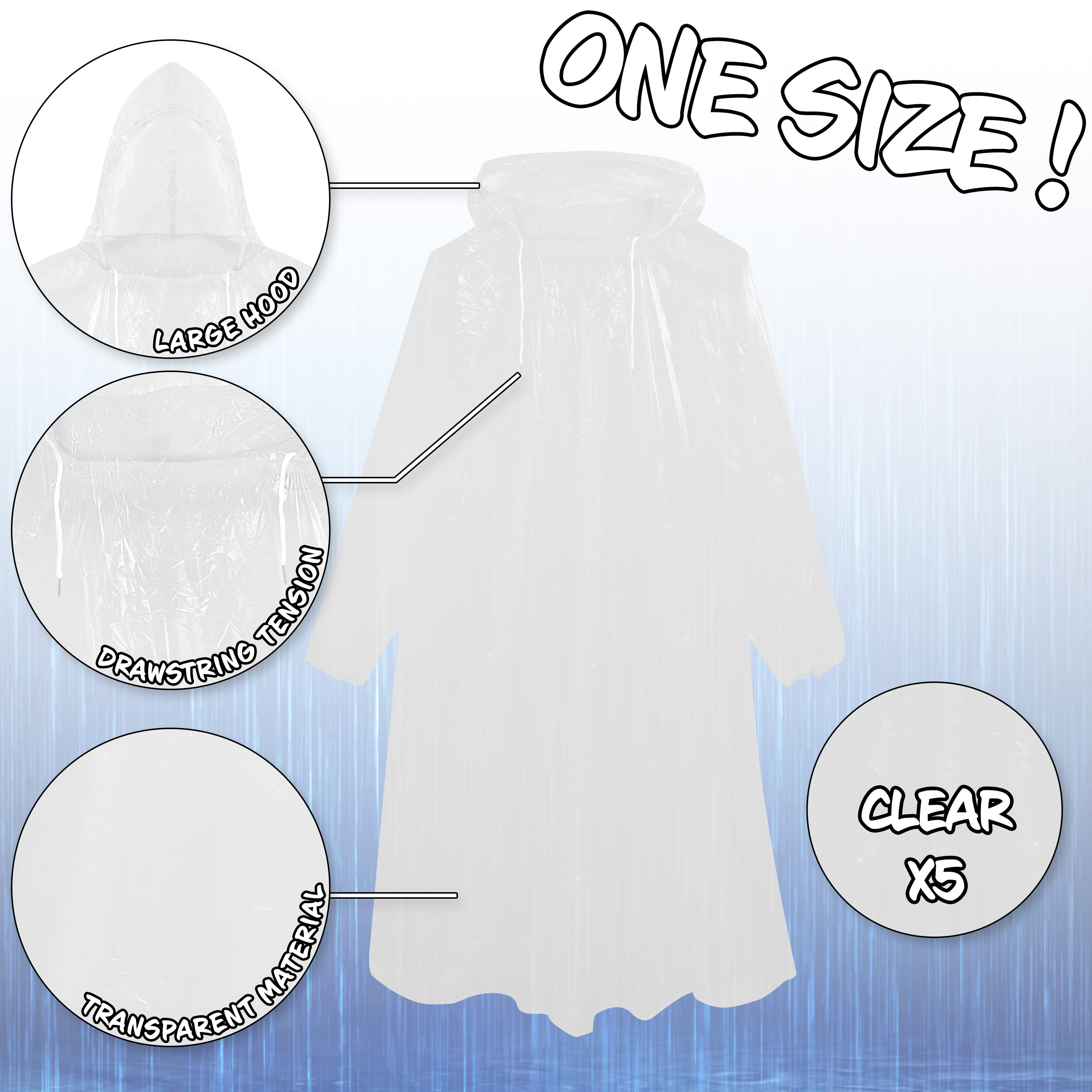 citycomfort-poncho-pluie-adulte-transparent-lot-5-jetable image 3