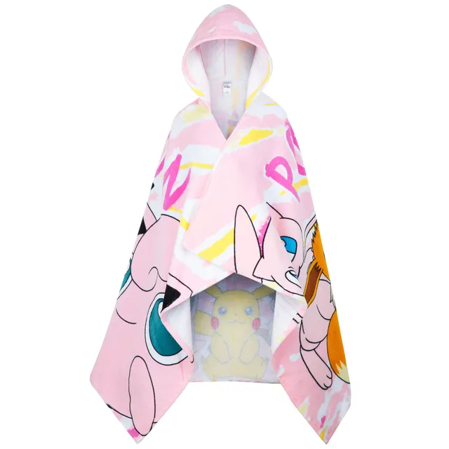pok-mon-poncho-serviette-capuche-rose-enfant-6-14-ans-absorbant image 1