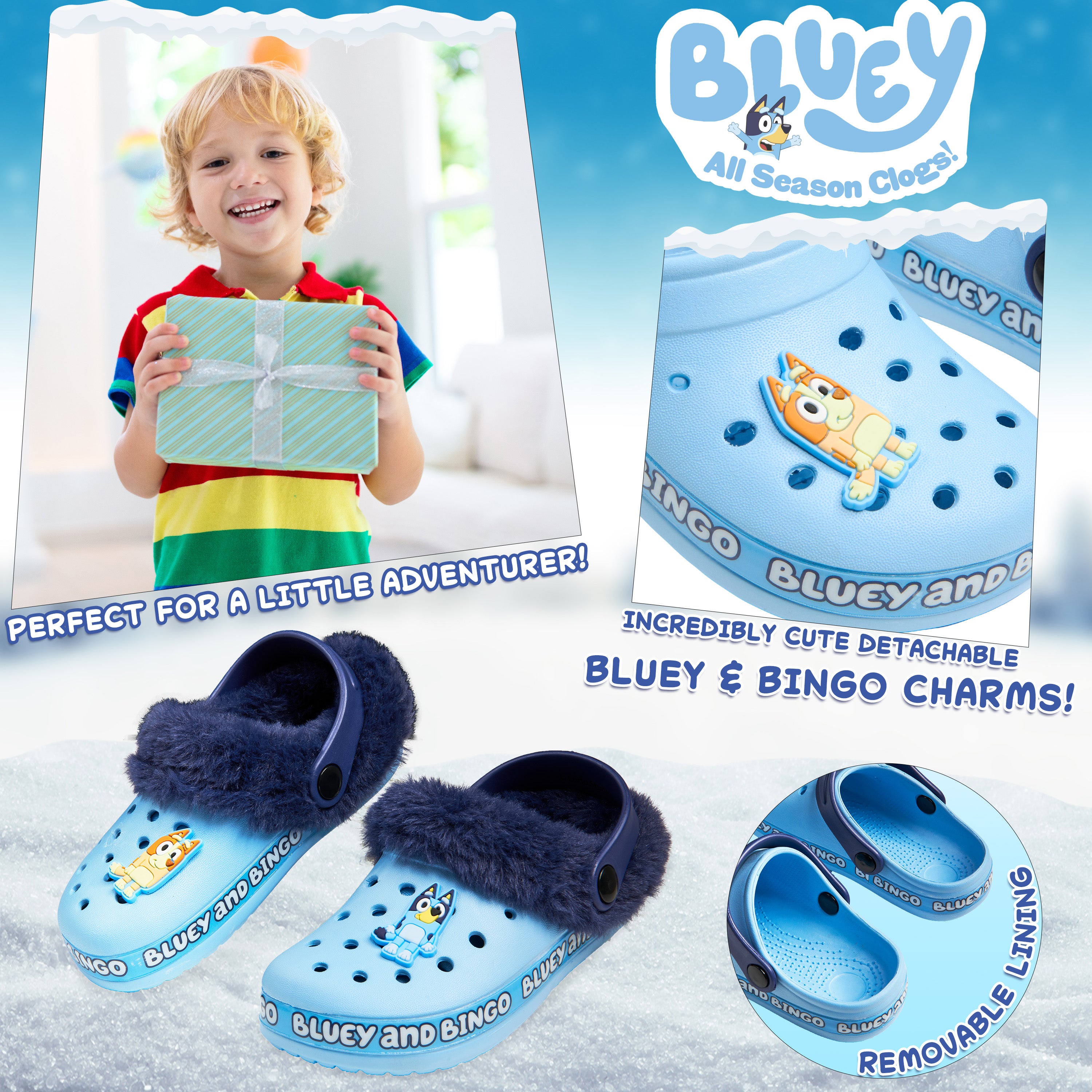 bluey-sabots-enfant-fourr-s-amovibles-breloques-jardin image 3