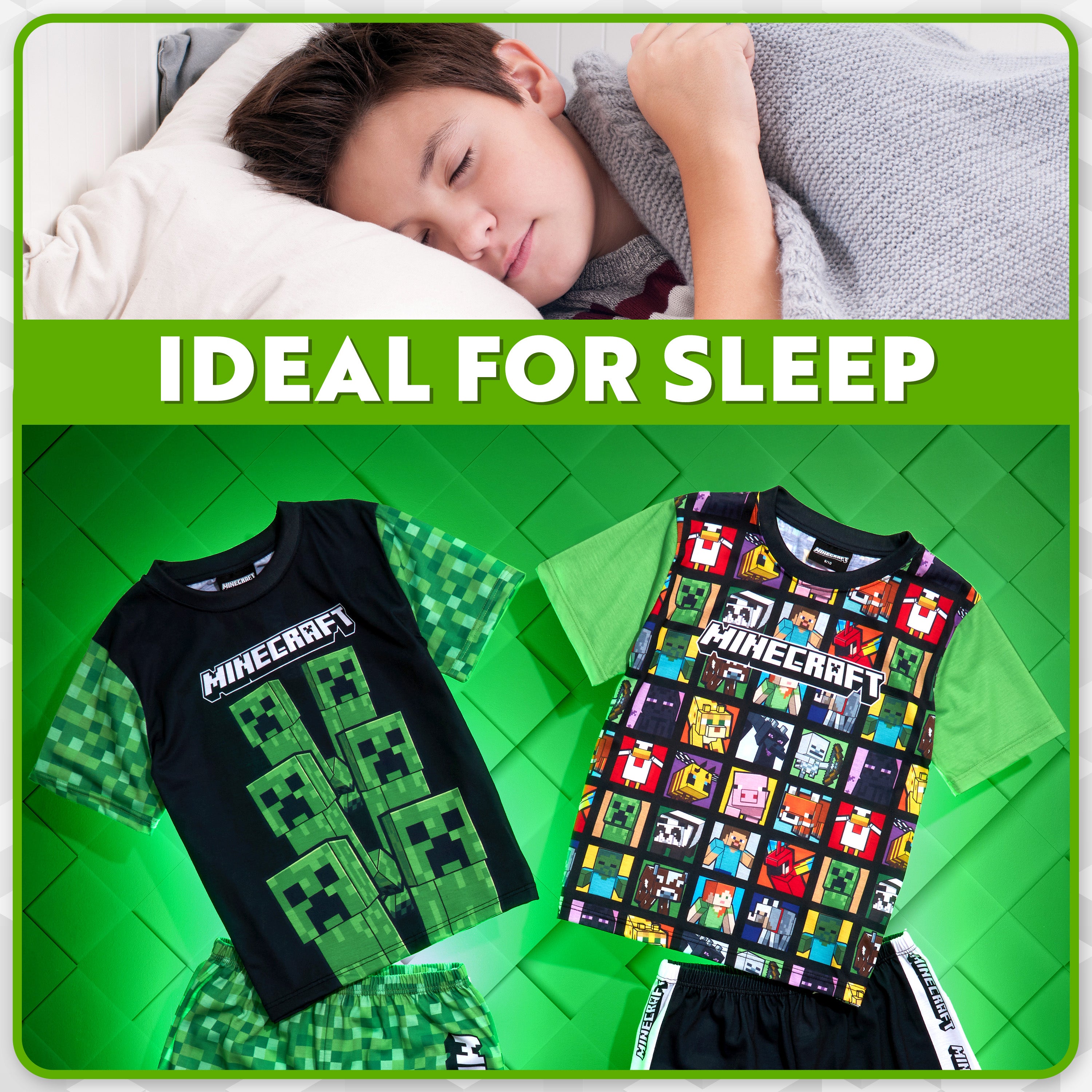 minecraft-pyjama-court-gar-on-manches-courtes-lot-respirant image 3