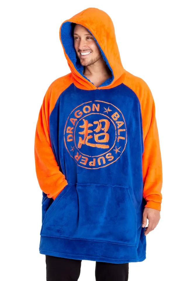 dragon-ball-z-plaid-capuche-homme-oversize-bleu-orange image 1