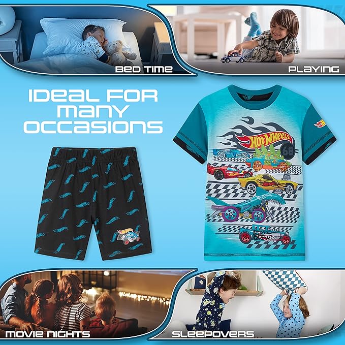 hot-wheels-pyjama-short-gar-on-2-pi-ces-tee-shirt-short-t image 5